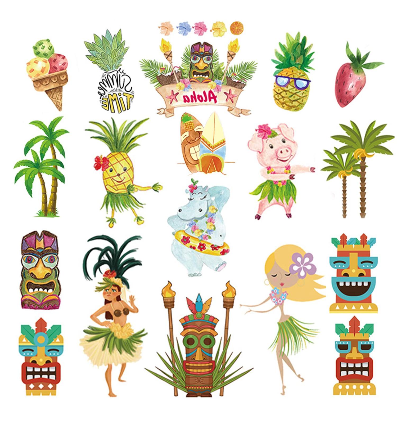 KINBOM 8 Sheets Hawaiian Luau Temporary Tattoos Stickers for Kids & Adults - Summer Pool Party Decorations & Supplies - Buy Online on GoSupps.com