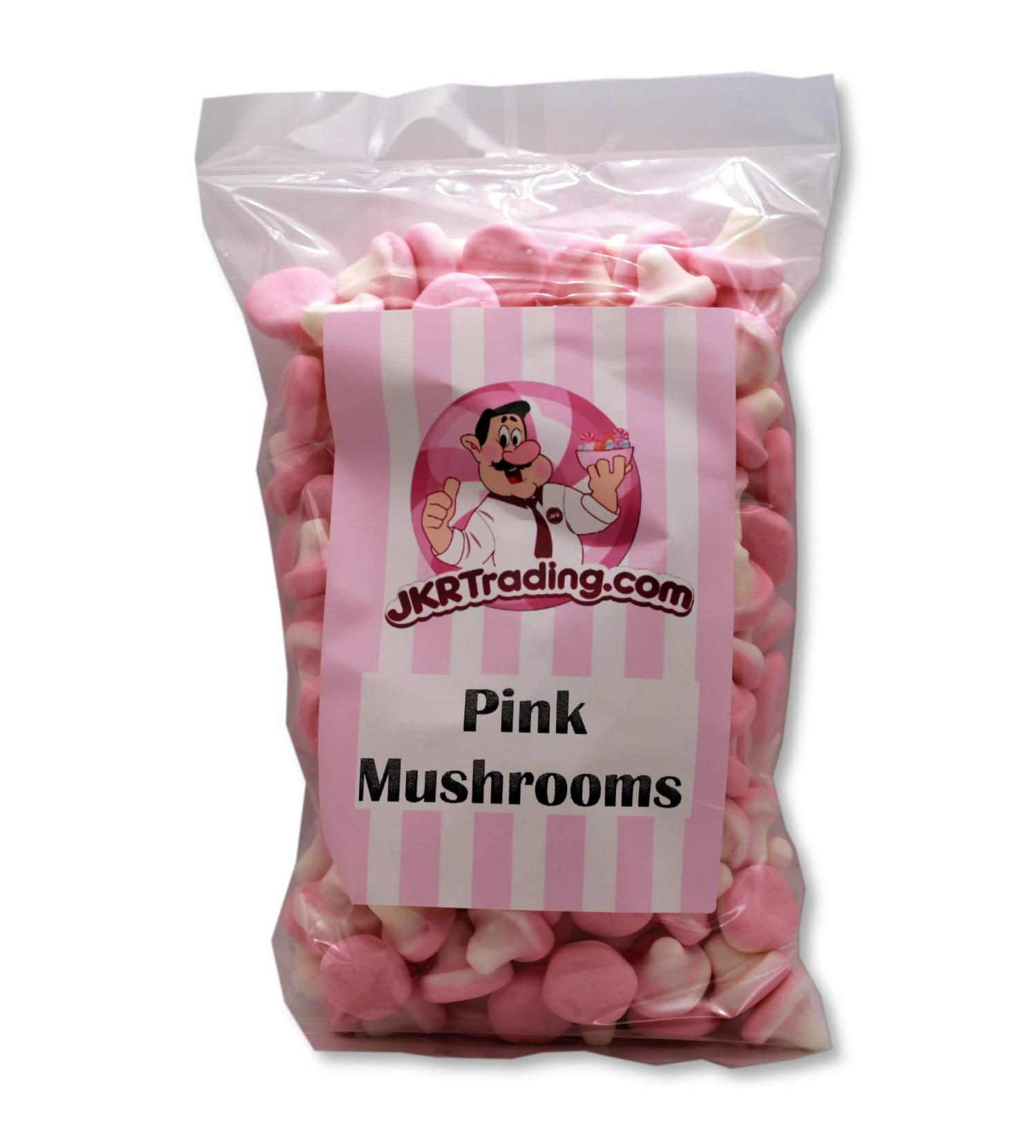 Pink Mushrooms 500Gram Bag Strawberry Flavoured Mushroom Shaped Sweets