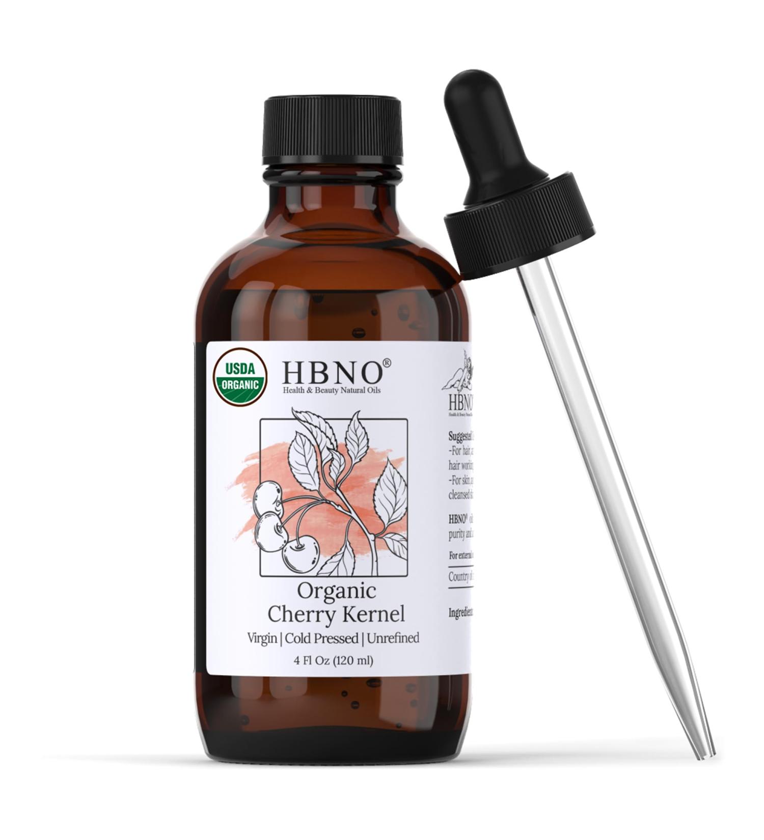 HBNO Organic Cherry Kernel Oil - 4 OZ (120 ml) Value Size - Natural Cherry Oil Cold Pressed - Perfect Carrier Oil for Massage Aromatherapy DIY Soap Making Face Body Lips Hair Nails - Buy Online on GoSupps.com