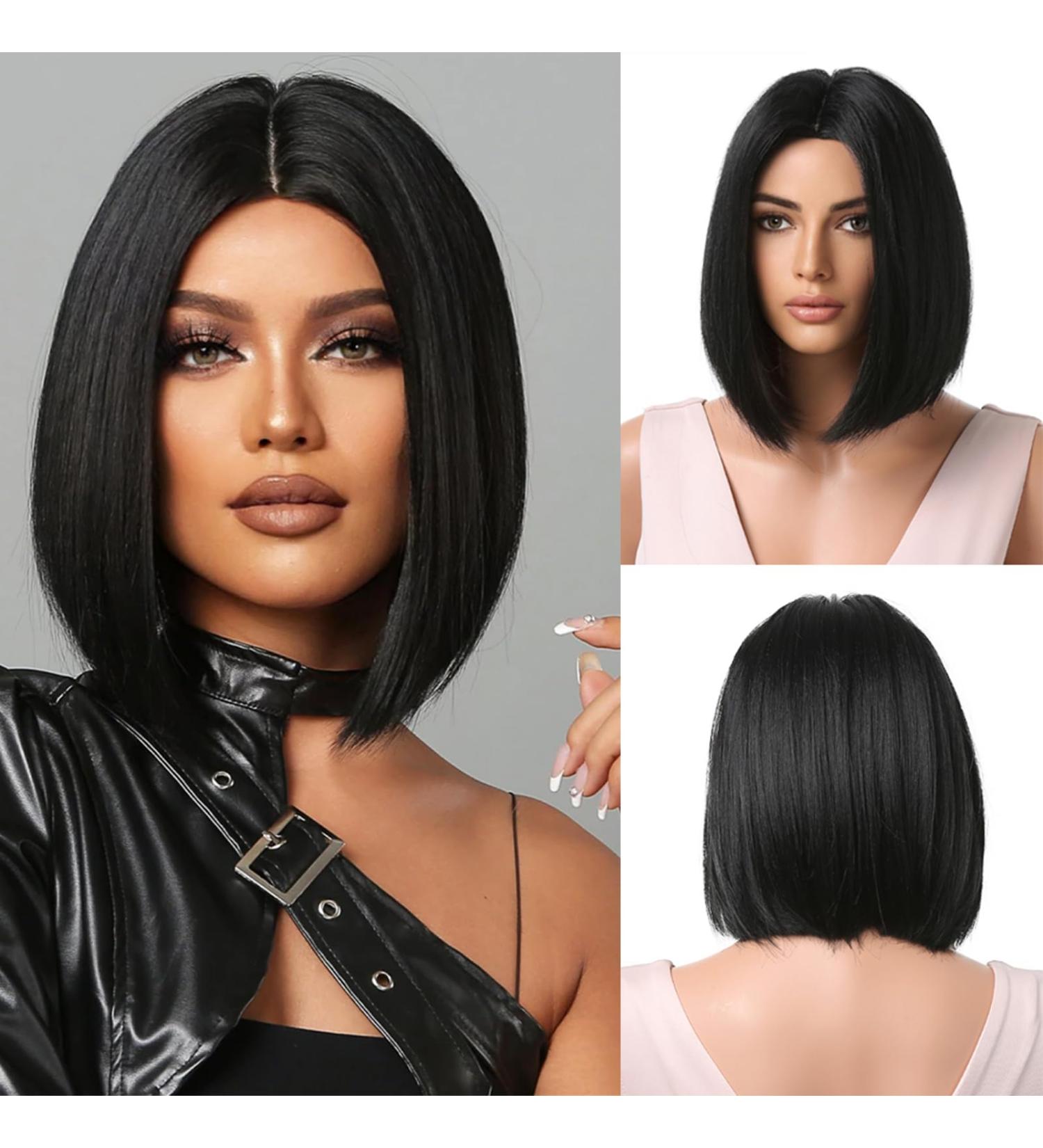 Esmee Short Straight Black Bob Wig 12 Shoulder Length Synthetic for Women - Daily Party & Cosplay Use - Pack of 1 - Buy Online on GoSupps.com