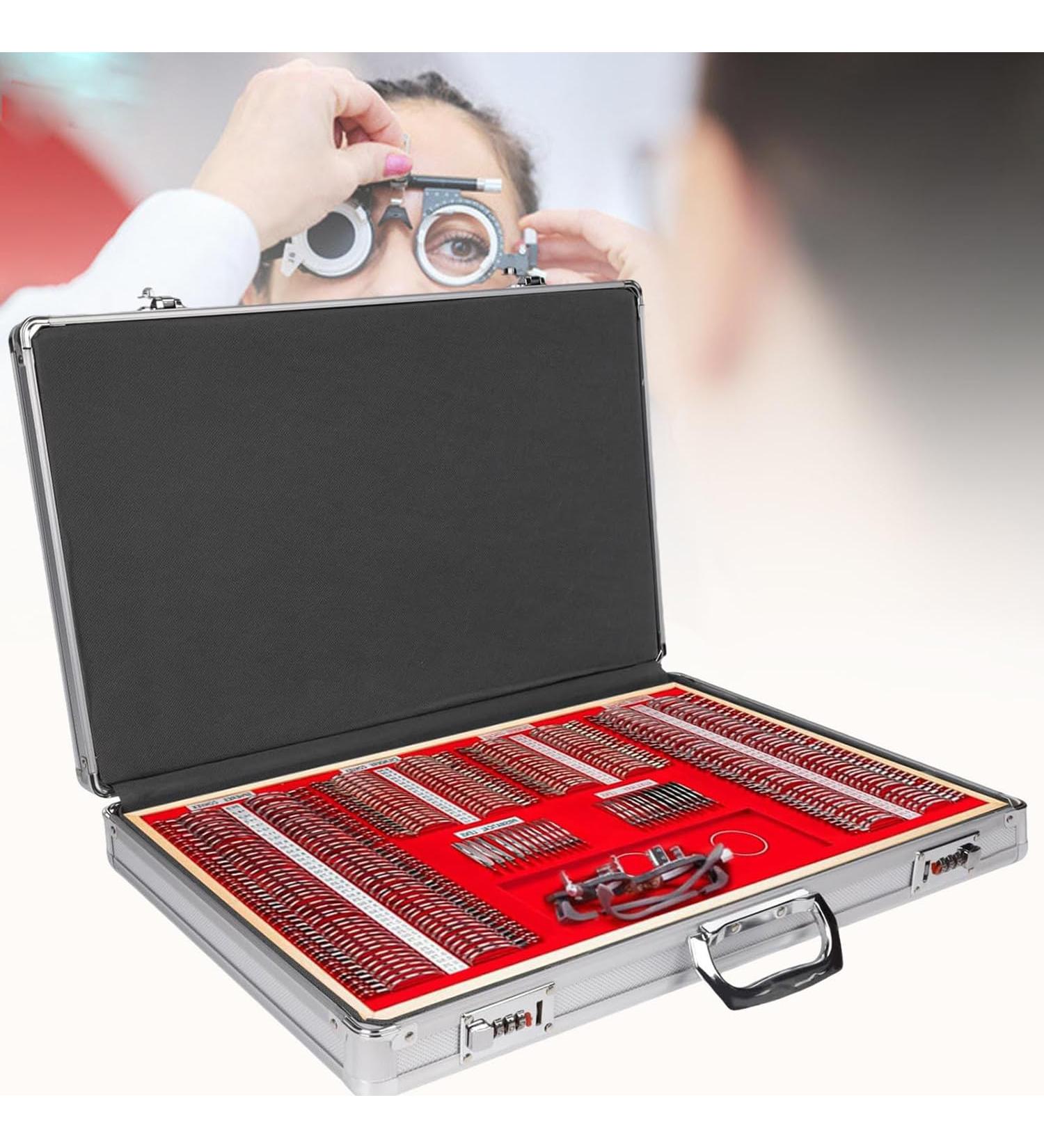 266 PCS Optical Trial Lens Set Optometry Kit Metal Rim Aluminium Case Kit Set with Optometry Test Trial Frame Essential Optometry Tools for Precise Vision Testing - Buy Online on GoSupps.com