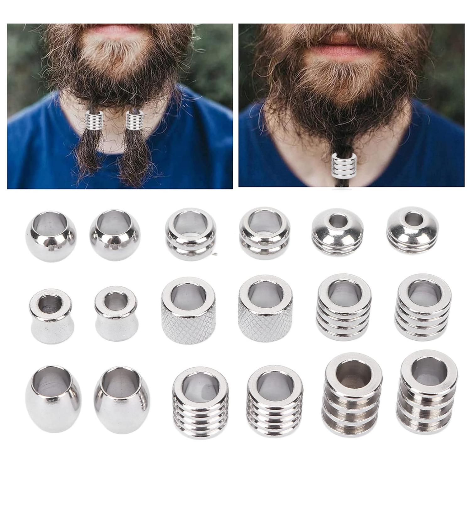 18PCS Stainless Steel Hair & Beard Beads for Braiding - Viking Style - Buy Online on GoSupps.com