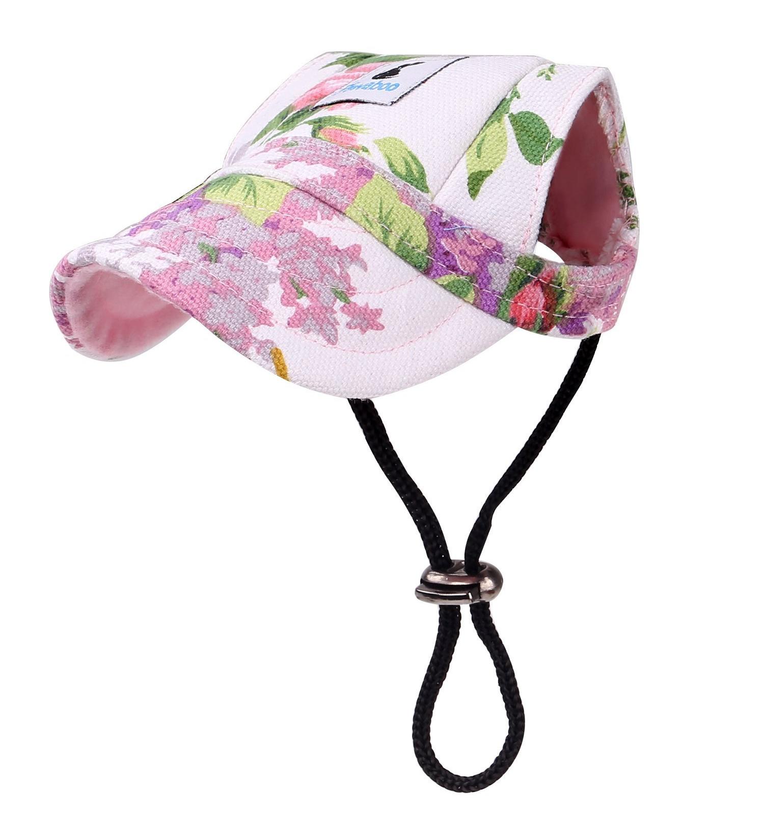 Shop Pawaboo Dog Baseball Cap - Adjustable Sun Protection Hat with Ear Holes for Pets | Floral Violet XL - Buy Online on GoSupps.com