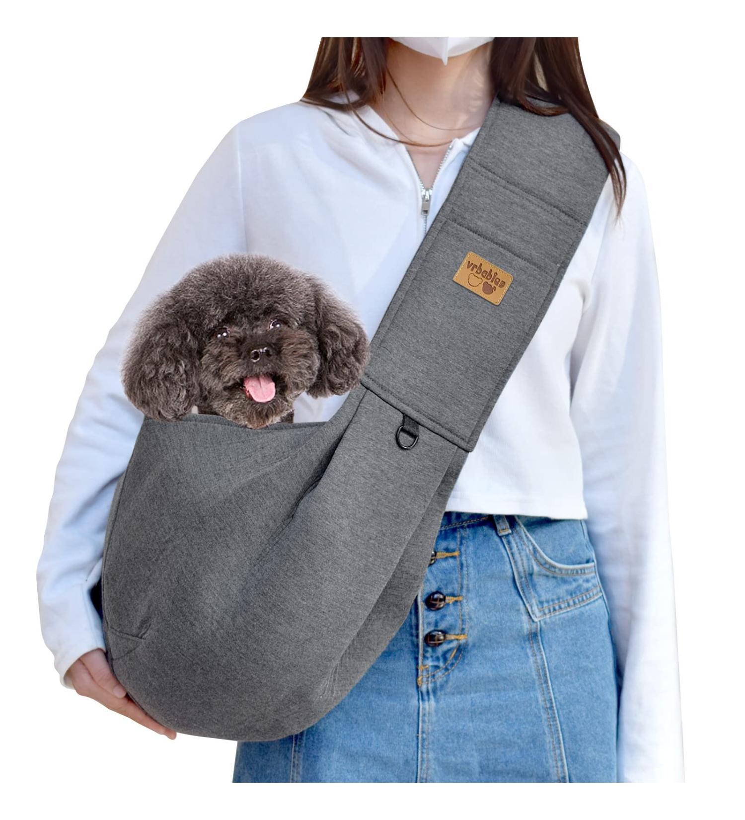 Vrbabies Dog Carrier Bag for Small Dogs | Adjustable Thick Shoulder Straps - Dark Gray - Buy Online on GoSupps.com