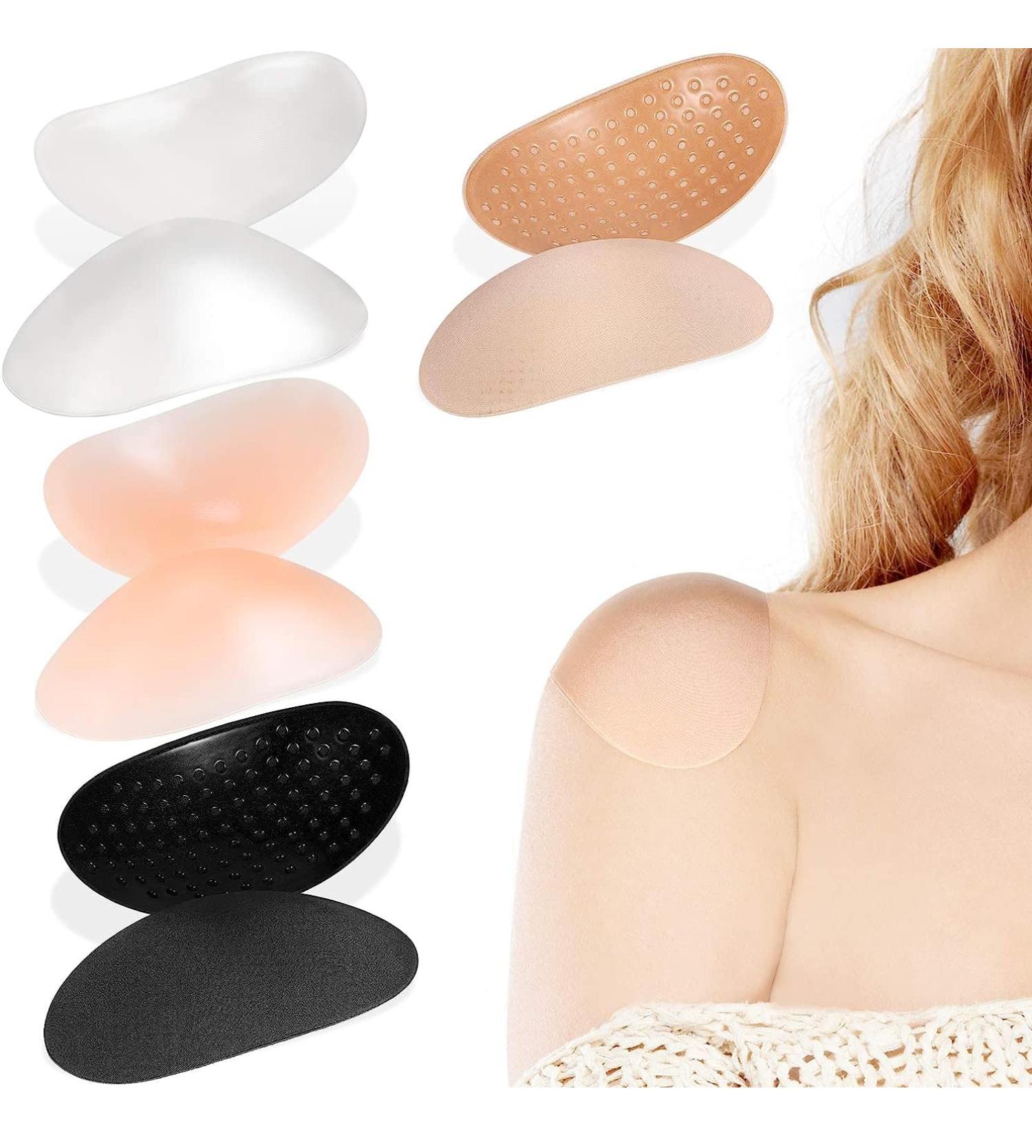 4 Pairs Shoulder Push-up Pads Soft Silicone Adhesive Shoulder Pads Anti-Slip Enhancer Shoulder Pads for Women (Black Flesh Color Transparent Transparent Flesh Color) - Buy Online on GoSupps.com