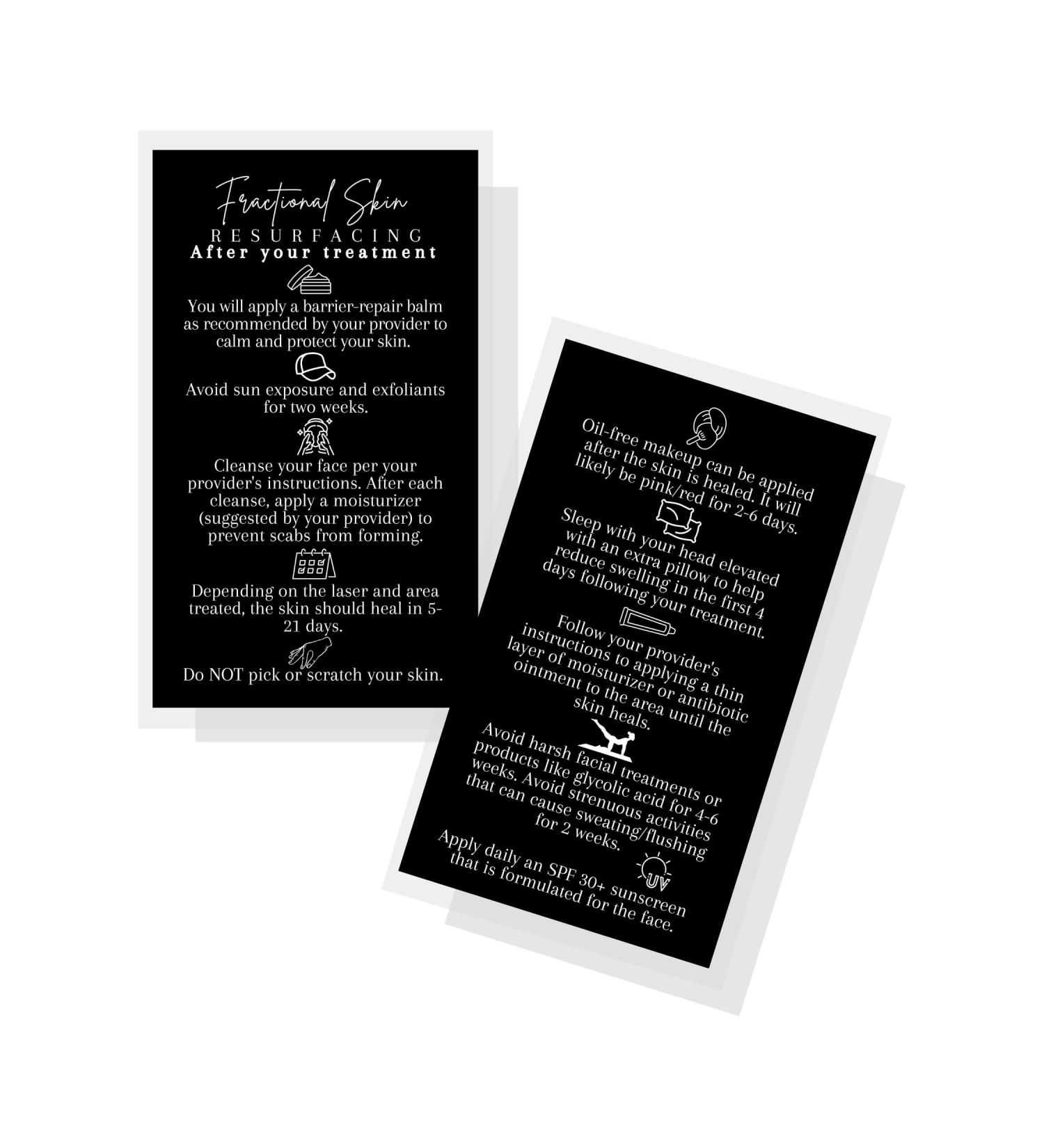 Fractional Skin Post-Treatment Cards - 50 Pack 5.1 x 8.9 cm Laser Therapy Accessories Black & White Design - Perfect for International Shipping - Buy Online on GoSupps.com