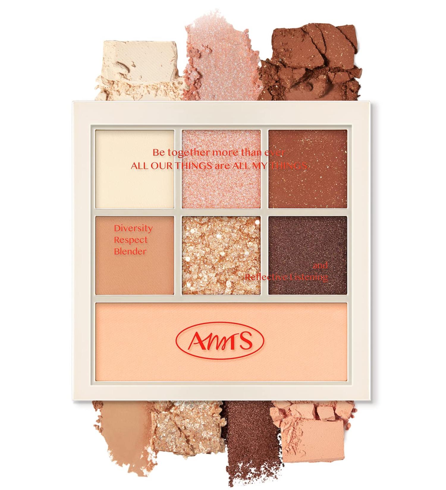 AMTS Authentic Amber Glitter Eyeshadow Palette - Korean Neutral Brown Shades for Day to Night Glamour - Buy Online on GoSupps.com