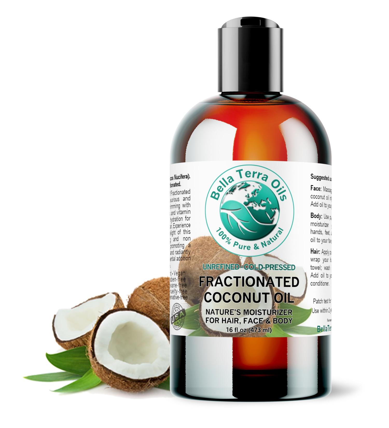 Shop Bella Terra Organic Fractionated Coconut Oil 16 oz - Nutrient-Rich Antioxidants & MCTs for Skin Care & Wellness - International Shipping Available - Buy Online on GoSupps.com