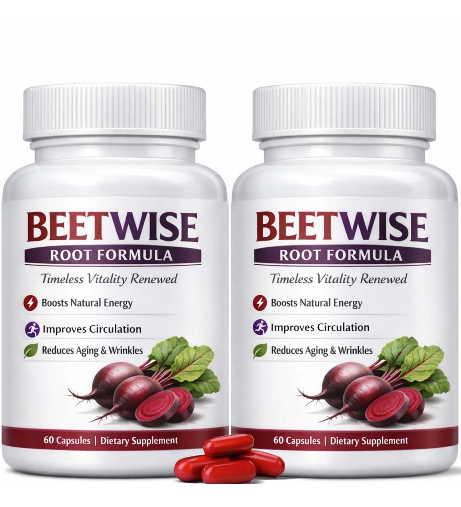 Tufonra Beetwise Root Formula | Cold Pressed - Beetroot Supplement Organic Vegan-Friendly Non-GMO 60 Capsules (2 Bottles) - Buy Online on GoSupps.com