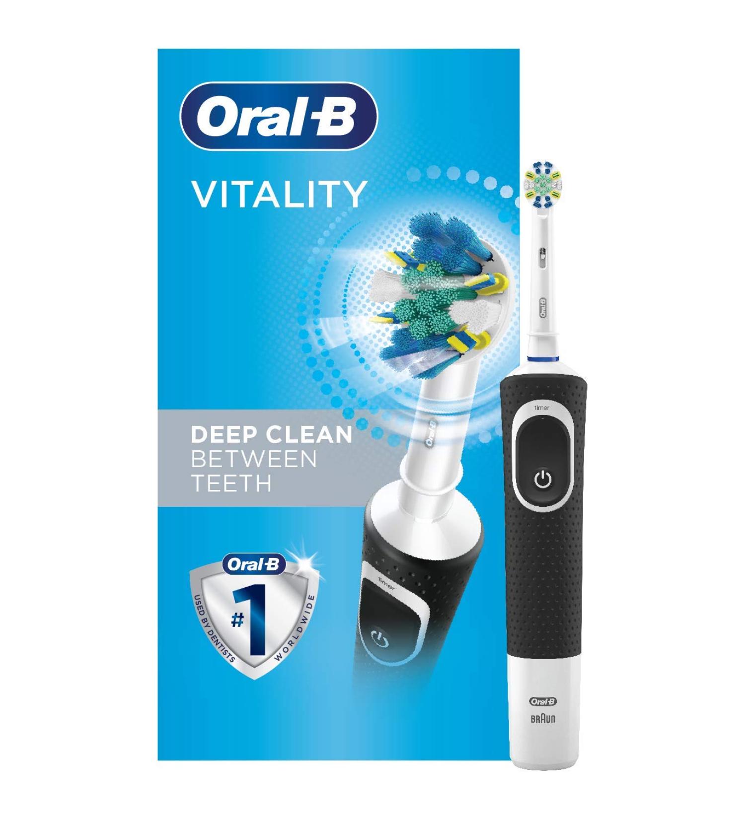 Oral-B Vitality FlossAction Electric Toothbrush + 1 Replacement Brush Head - Black - Buy Online on GoSupps.com