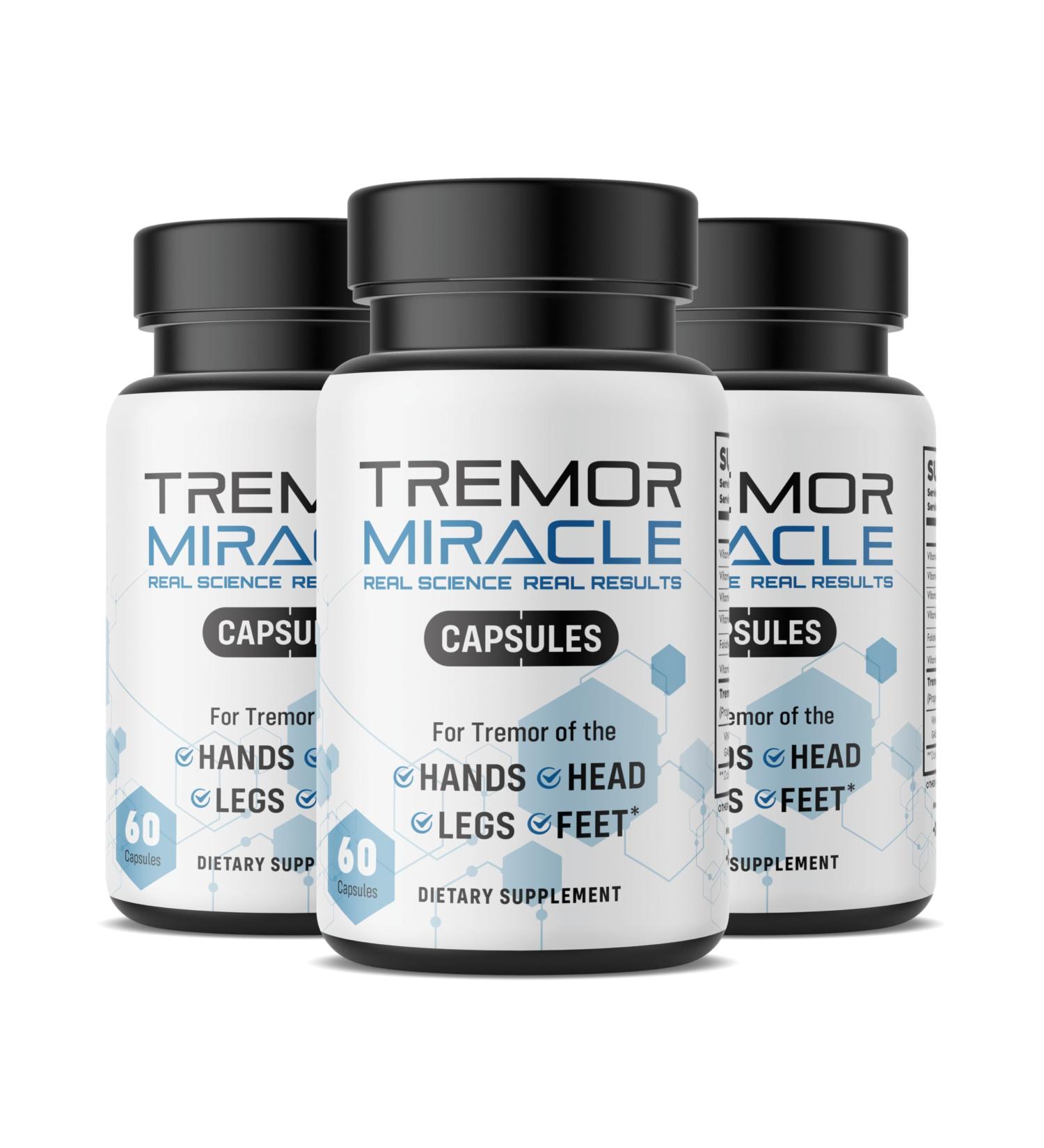 Real Science Nutrition Tremor Miracle Capsules 3 Pack- Essential Tremor Herbal Capsule Supplement for Hands, Legs, Feet, Head Tremors
