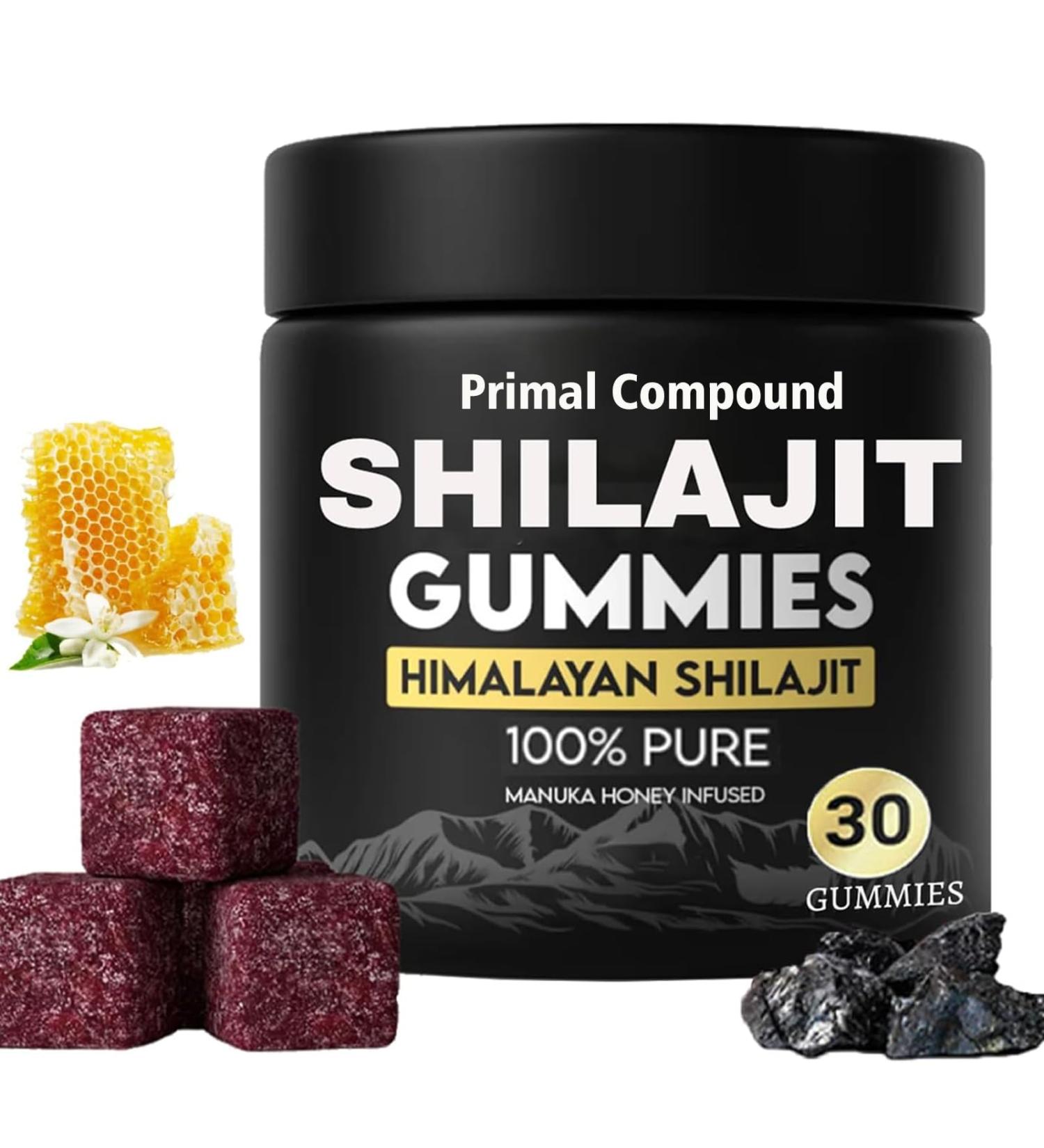 Primal Compound Shilajit Gummies for Men from The Himalayan Trace Minerals & Fulvic Acid No Added Sugar Non-GMO Energy Boost & Immune Support 30 Gummies - Buy Online on GoSupps.com