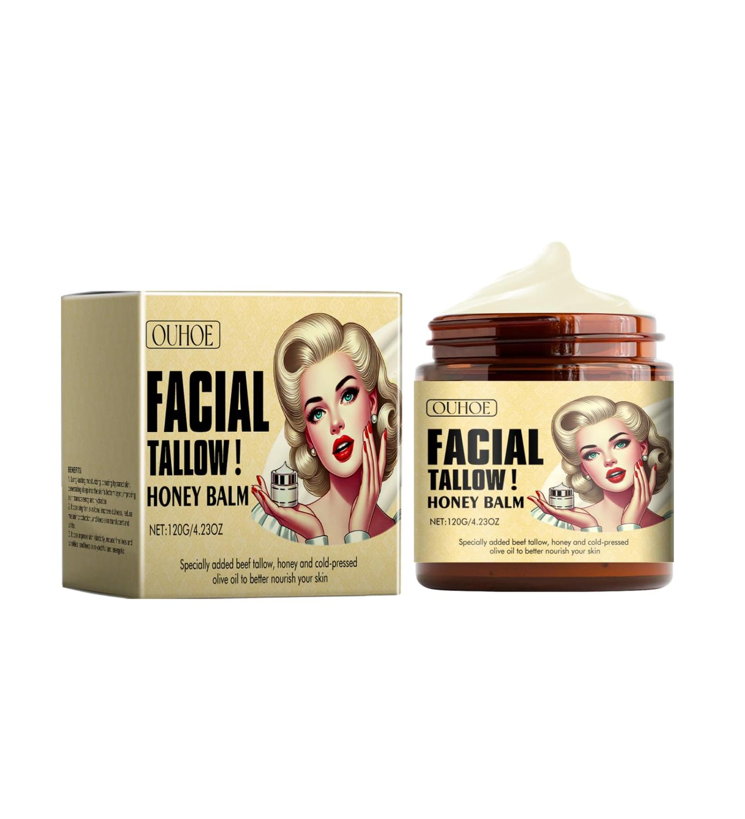 Whipped Beef Tallow & Honey Balm | Grass-Fed Face Moisturizer | Natural Skin Care (120g - Buy Online on GoSupps.com