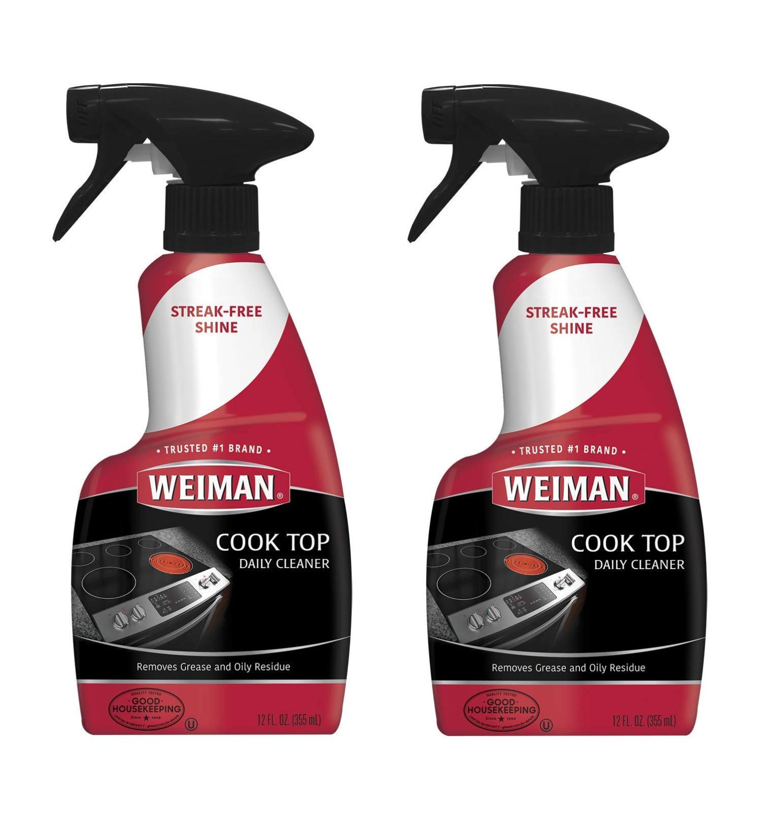 Weiman Ceramic Glass Cooktop Cleaner - 12 Ounce 2 Pack - Professional Home Kitchen Cleaner & Polish for Induction, Ceramic, Gas Stoves - Biodegradable Formula - 24oz Total - Buy Online on GoSupps.com