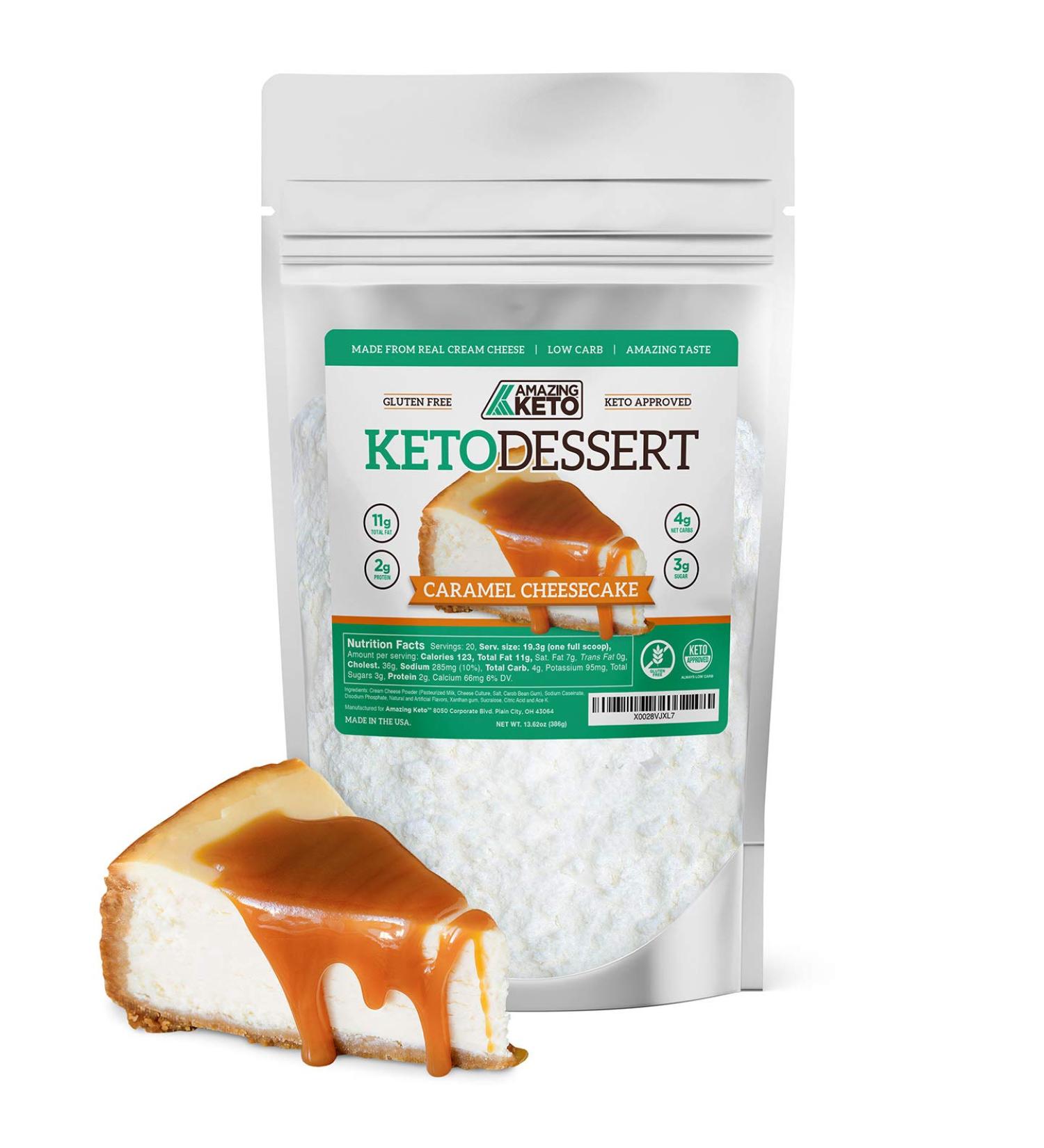 Keto Dessert Powder: Cream Cheese & Cheesecake Mix - Gluten Free, Low Carb, High Fat - Caramel Flavor - 20 Servings - Buy Online on GoSupps.com