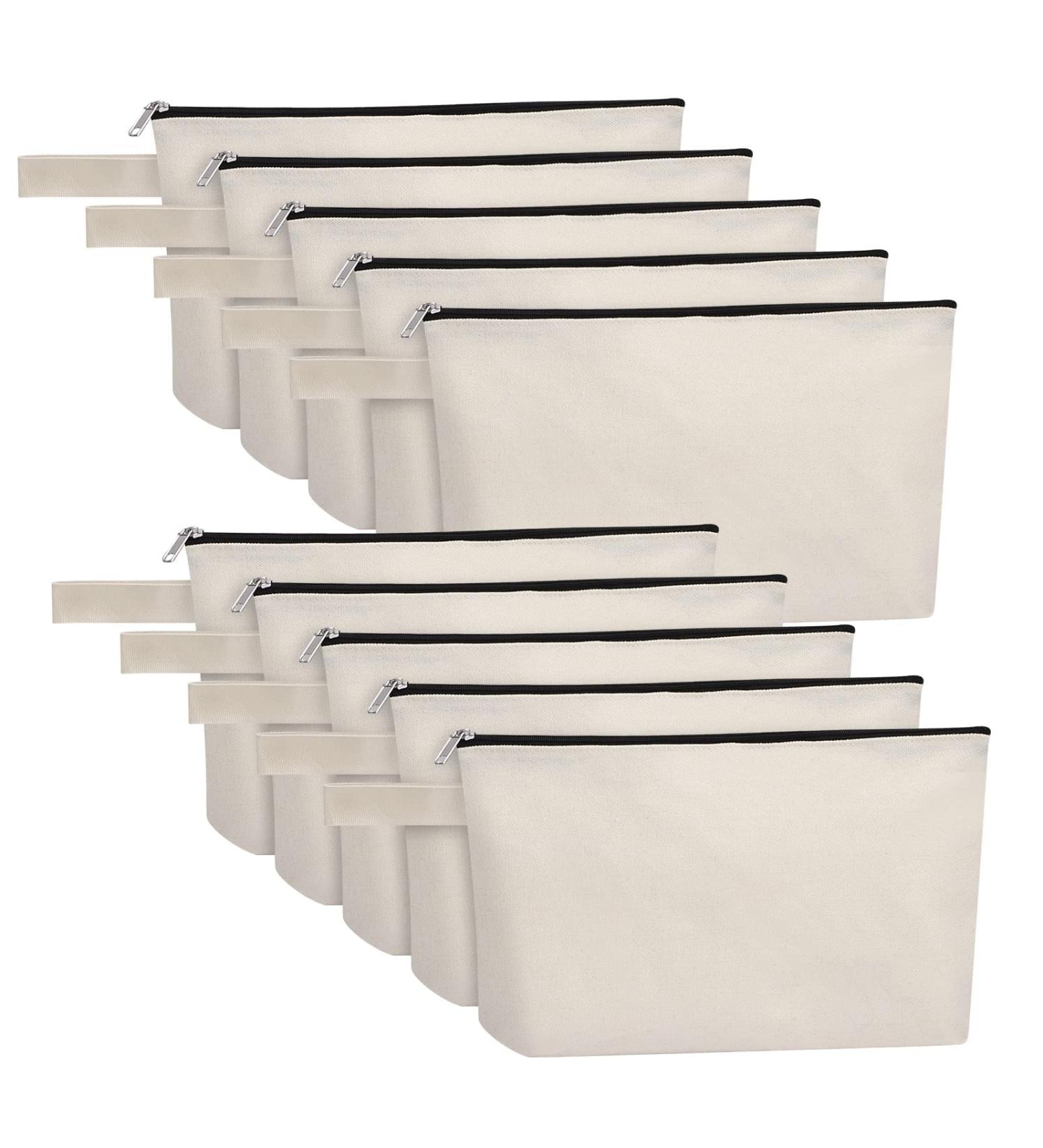 Buy Sincip 10-Piece Cotton-Linen Multi-Purpose Cosmetics Travel Bag | Durable DIY Craft Zipper Bags - White - Buy Online on GoSupps.com