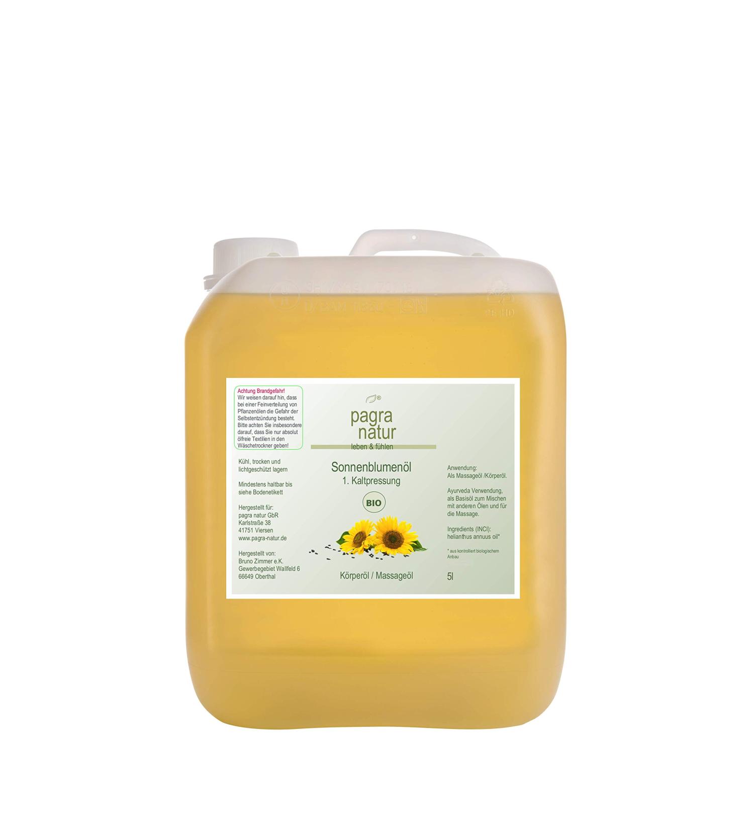 Organic Sunflower Massage Oil - Pagra Natur 1st Cold Pressing | 5L Canister - Premium International Shipping - Buy Online on GoSupps.com