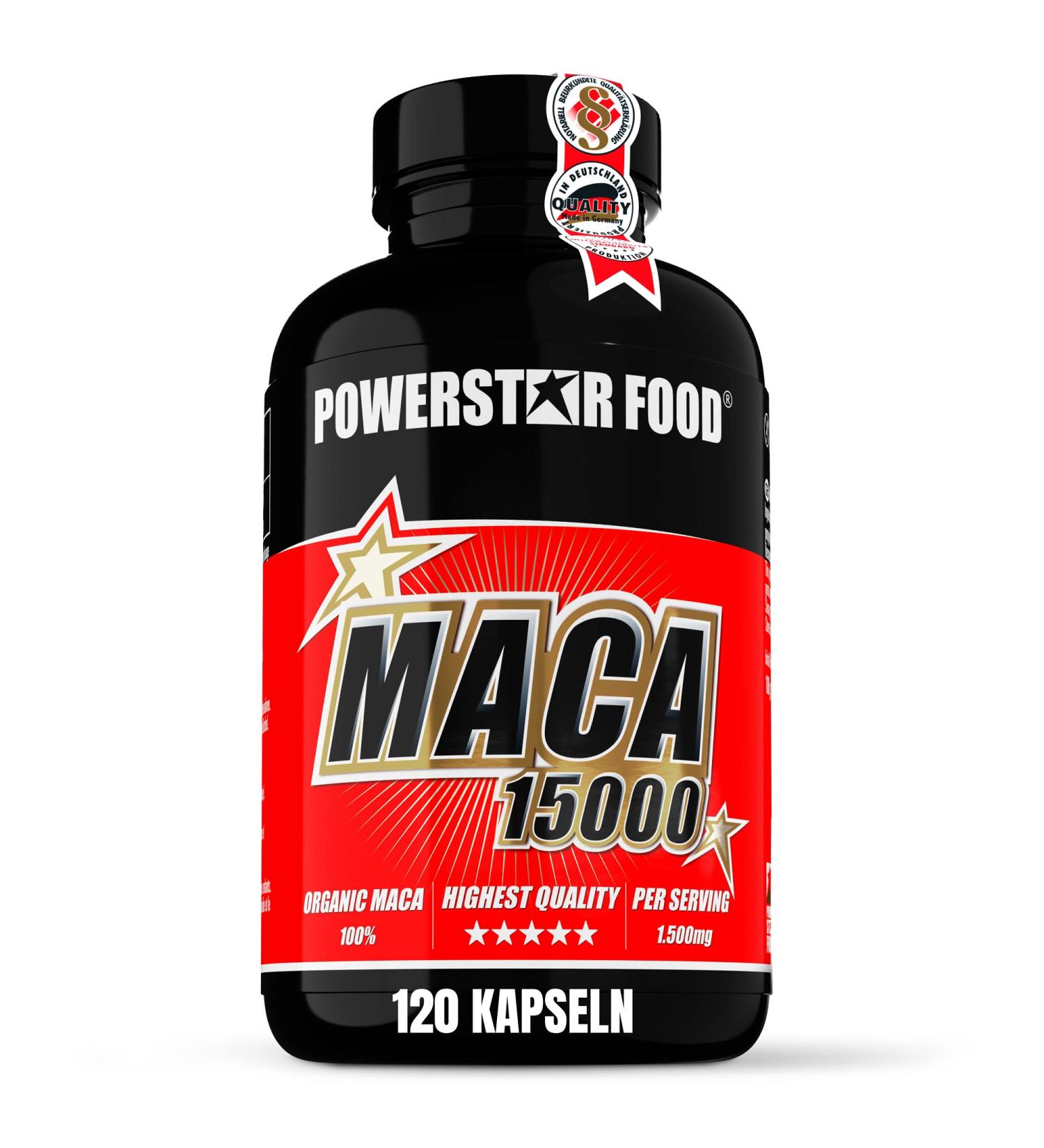 Powerstar Maca 15000 | High-Dose Vegan Maca Capsules | Organic Maca Root Extract (20:1) & Vitamin C | 120 Capsules | 2-Month Supply | Sports Supplement for Men & Women - Buy Online on GoSupps.com