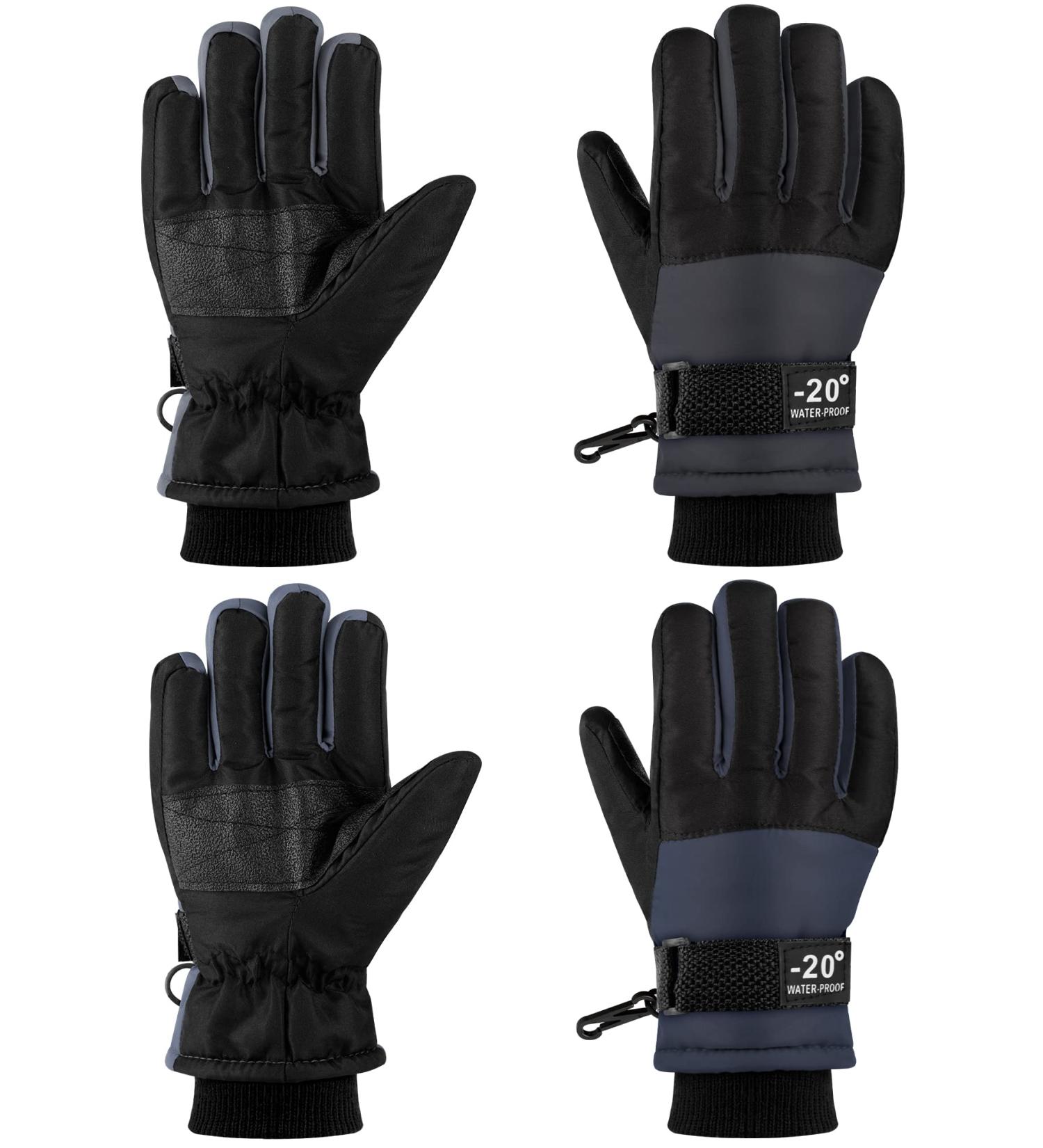ONESING Kids Snow Gloves 2 Pair Set | Ages 3-12 | Boys Winter Ski Gloves | Warm, Windproof & Thick | Gray & Navy Blue (3-7 years) - Buy Online on GoSupps.com