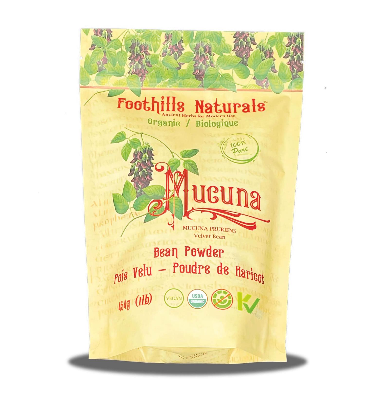 Foothills Naturals Mucuna Powder Organic - 1 lb (454g) Velvet Bean Pure 600+ Servings - Buy Online on GoSupps.com