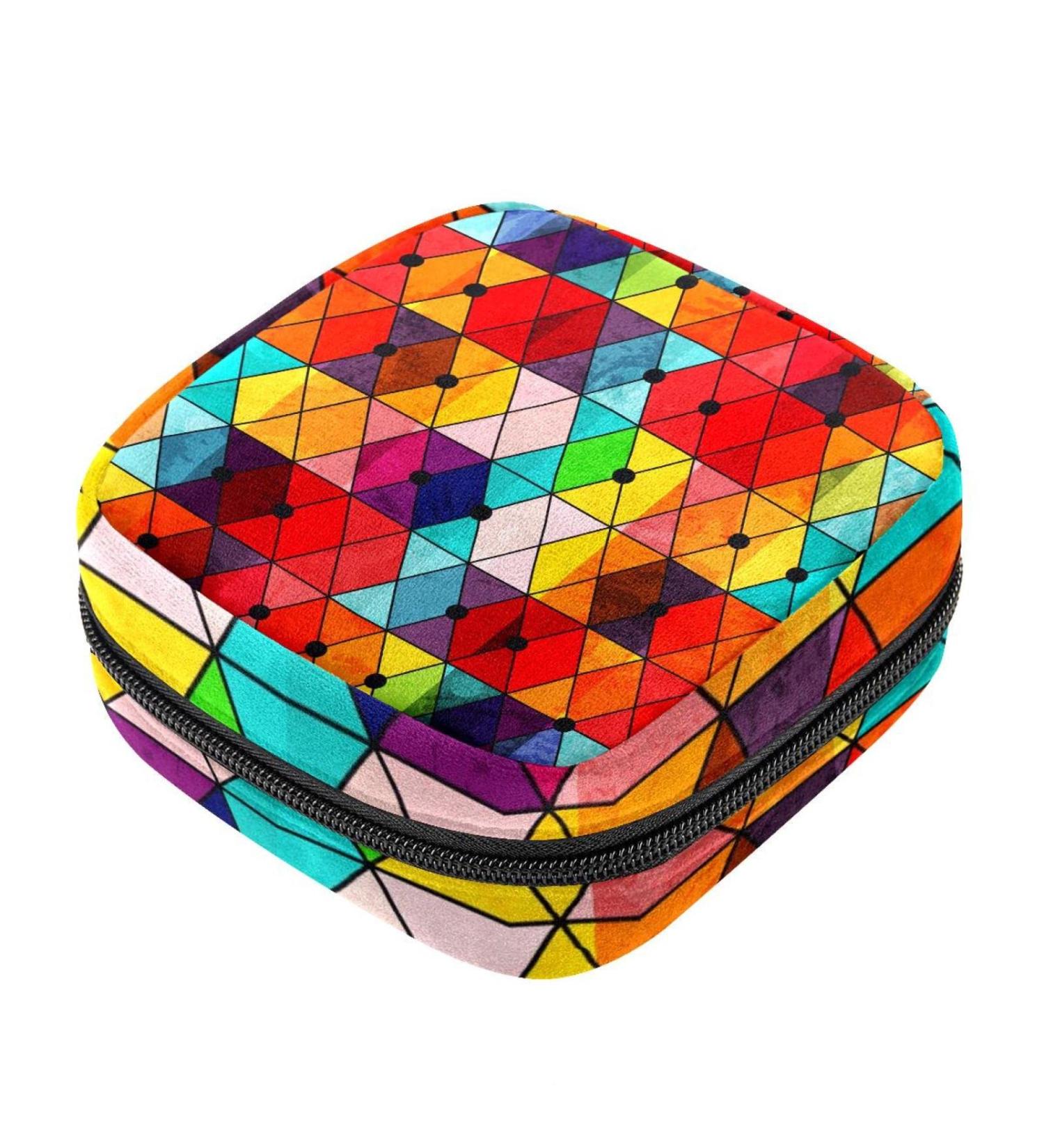 Rainbow Mosaic Tie-Up Bag for Women | Portable Menstrual Pad & Cup Storage | Ideal for Teens and Girls - Buy Online on GoSupps.com
