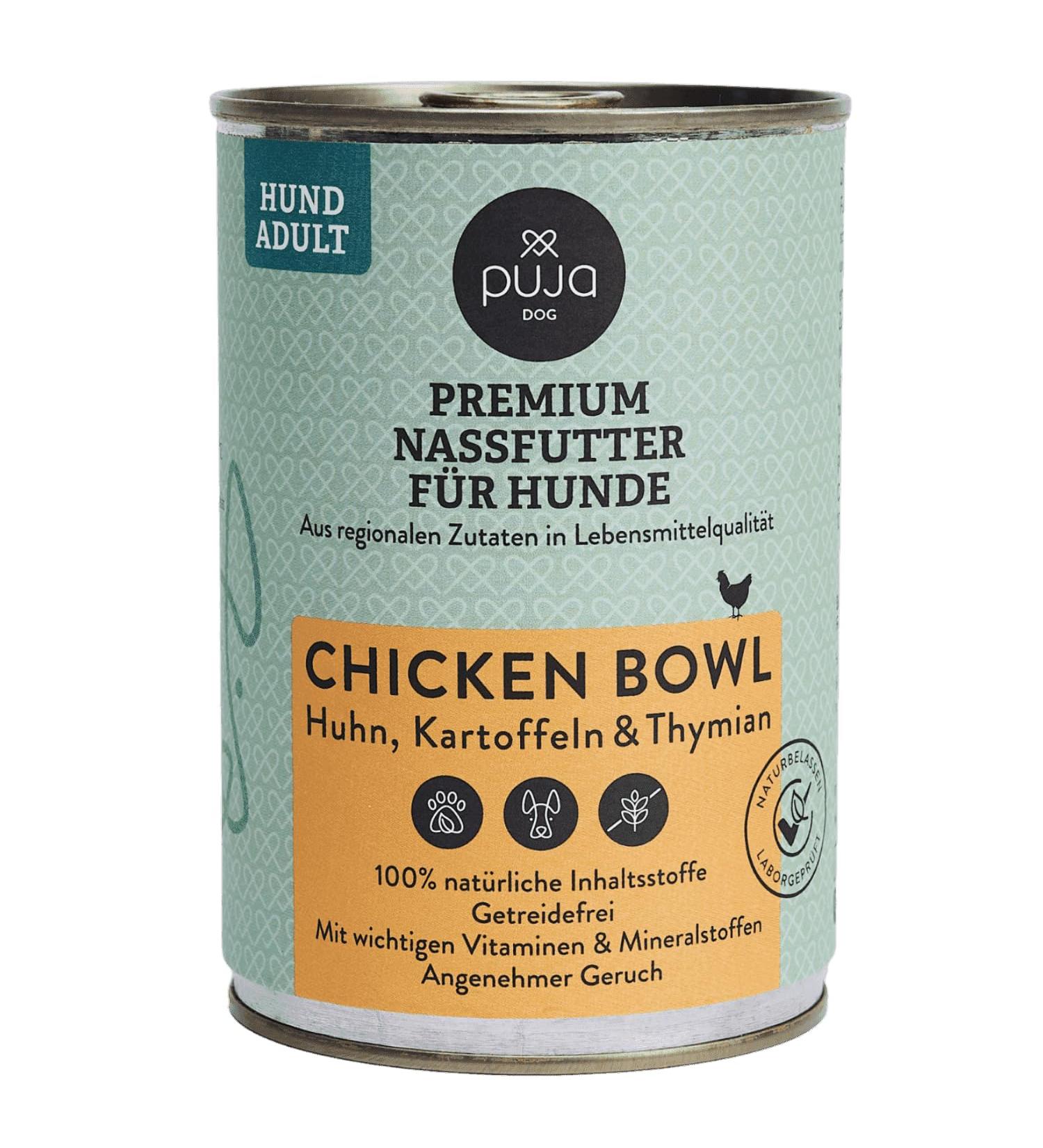 PUJA Wet dog food - 400 g - Food quality - 100% natural and regional - No preservatives - Rich in chicken meat - Buy Online on GoSupps.com