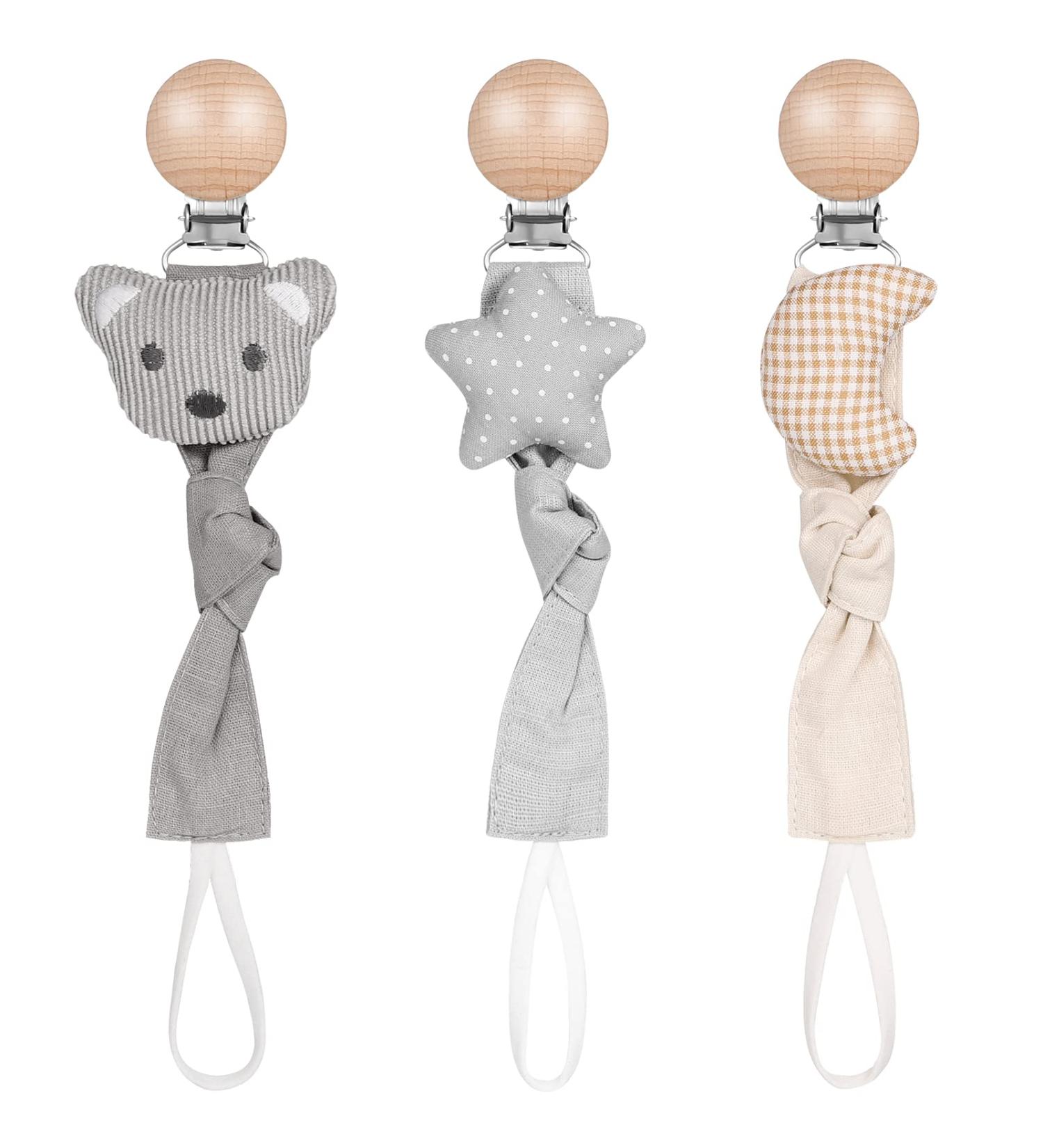 Kunandroc 3 Pcs Baby Dummy Clips | Soother Chain Holder Pacifier Strap for Girls Boys - Buy Online on GoSupps.com