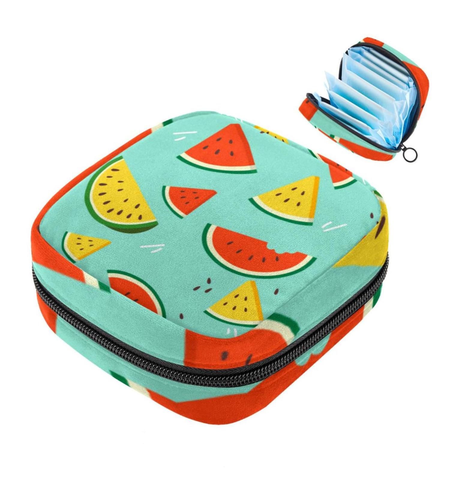 Buy Multicolored Storage Bags for Women - Watermelon Disc Pattern Menstrual Cup Cylinder with Zipper | Perfect for Tampons Panty Liners & Period Inserts - Shop Internationally! - Buy Online on GoSupps.com