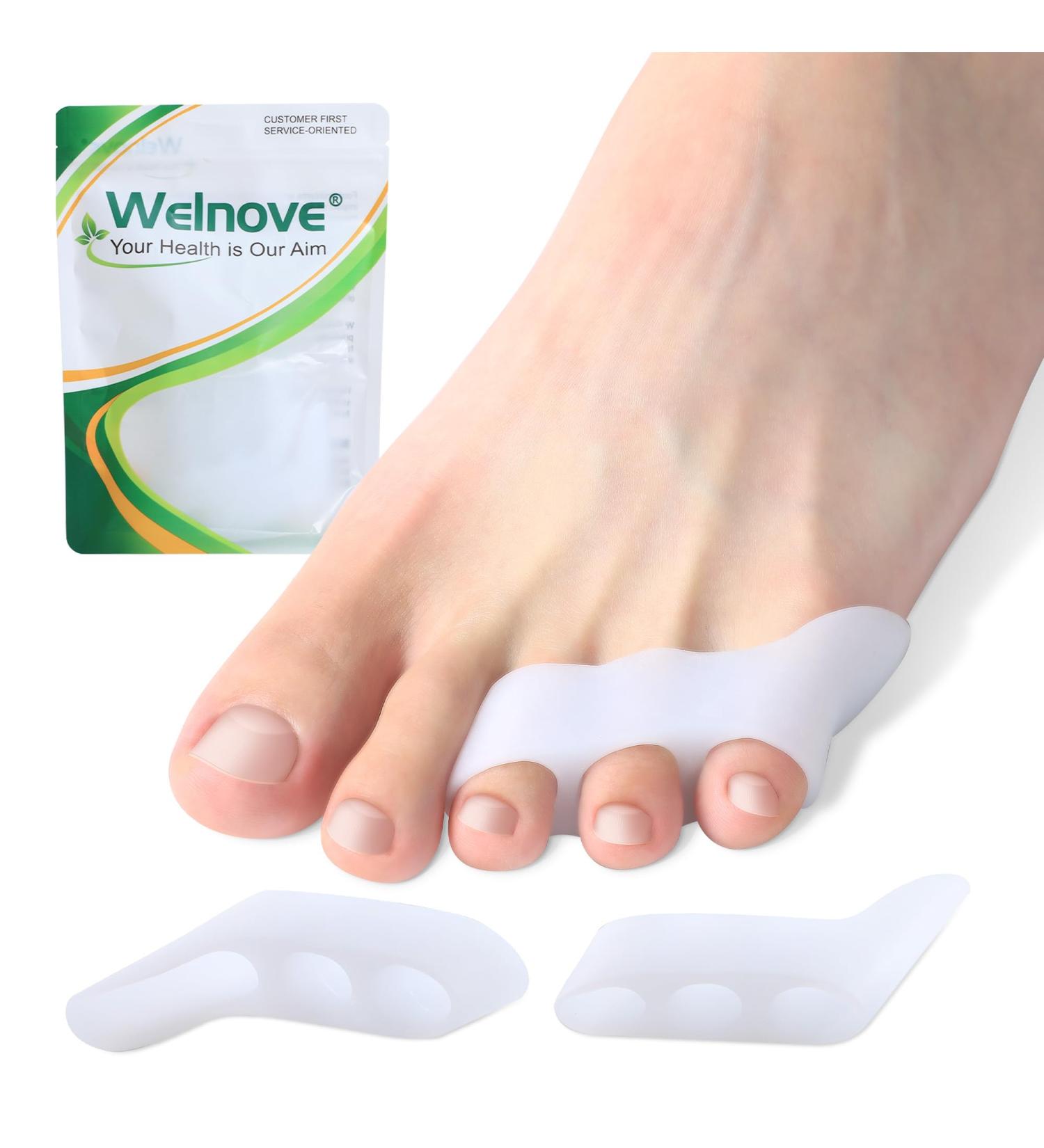 Welnove Gel Pinky Toe Separators - 8 Pack Silicone Bunion Cushions for Women & Men | Protect & Relieve Toe Pressure (White - Buy Online on GoSupps.com