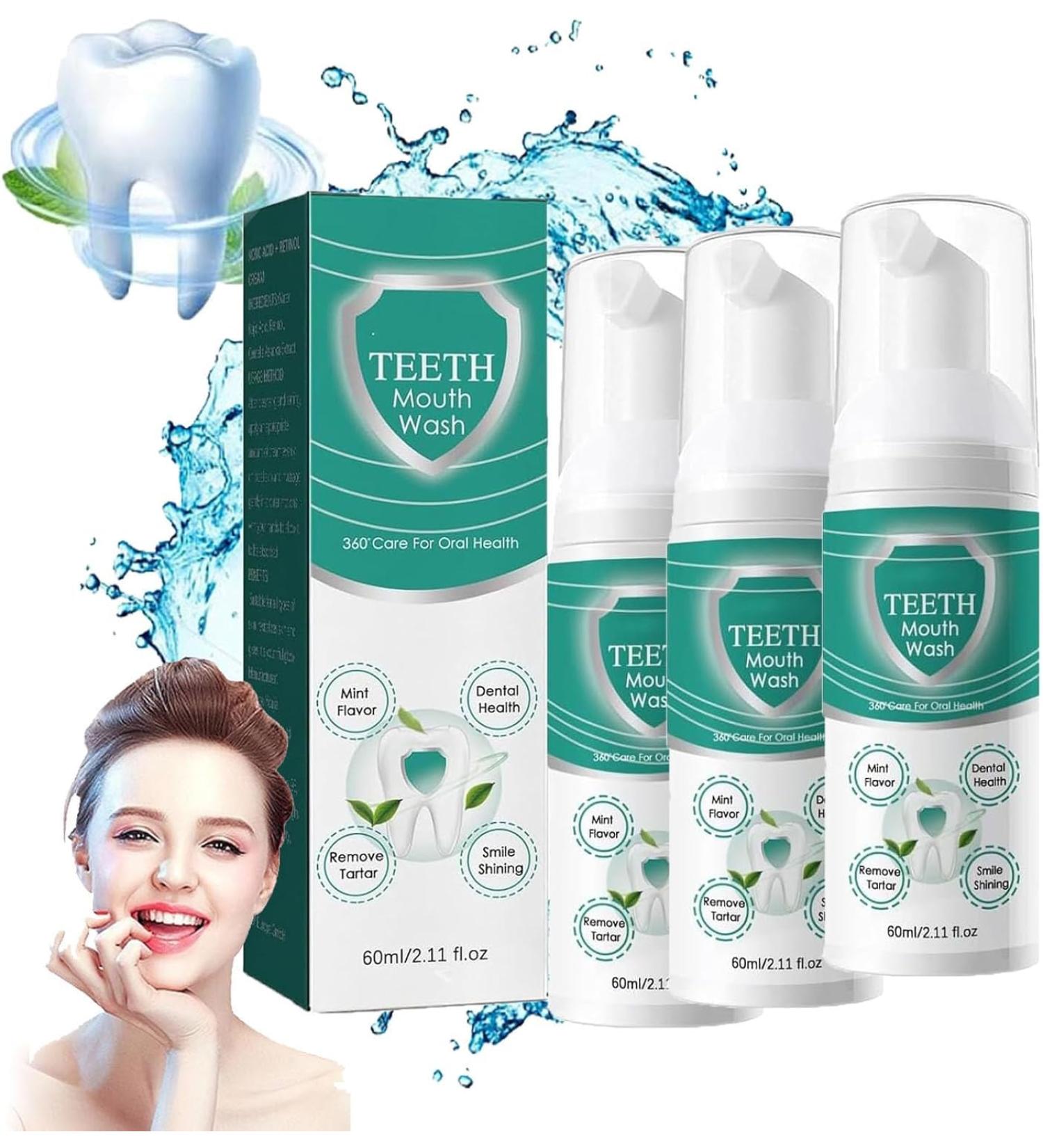 New Teeth Whitening Mouthwash - 2024 | 360 Gum Health Care & Deep Cleaning Foam (3 PCs) - Buy Online on GoSupps.com