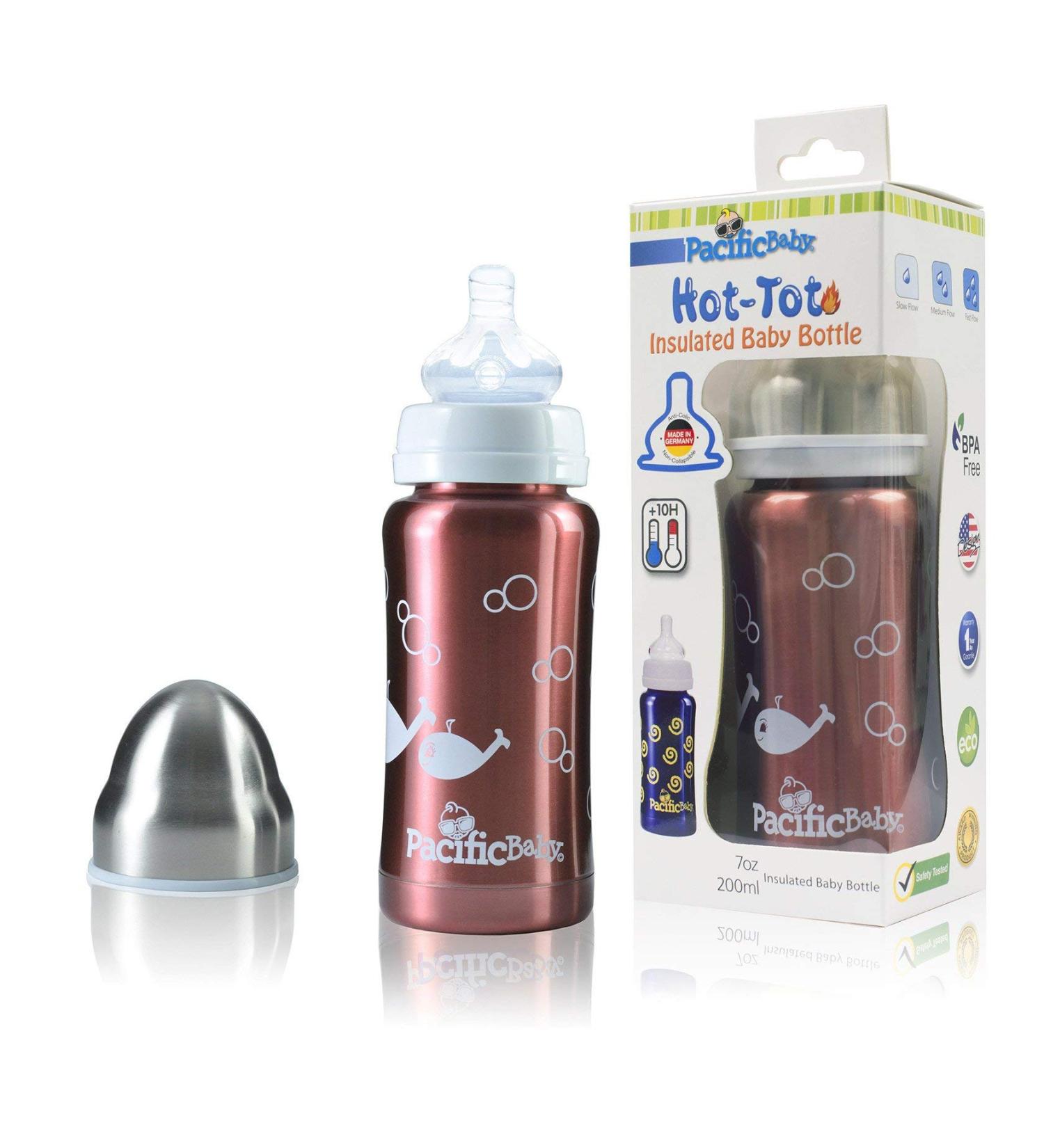 Pacific Baby Hot-Tot 7oz Insulated Stainless Steel Infant Feeding Bottle with Anti-Colic Nipple - Eco-Friendly Choice for Your Baby - Buy Online on GoSupps.com