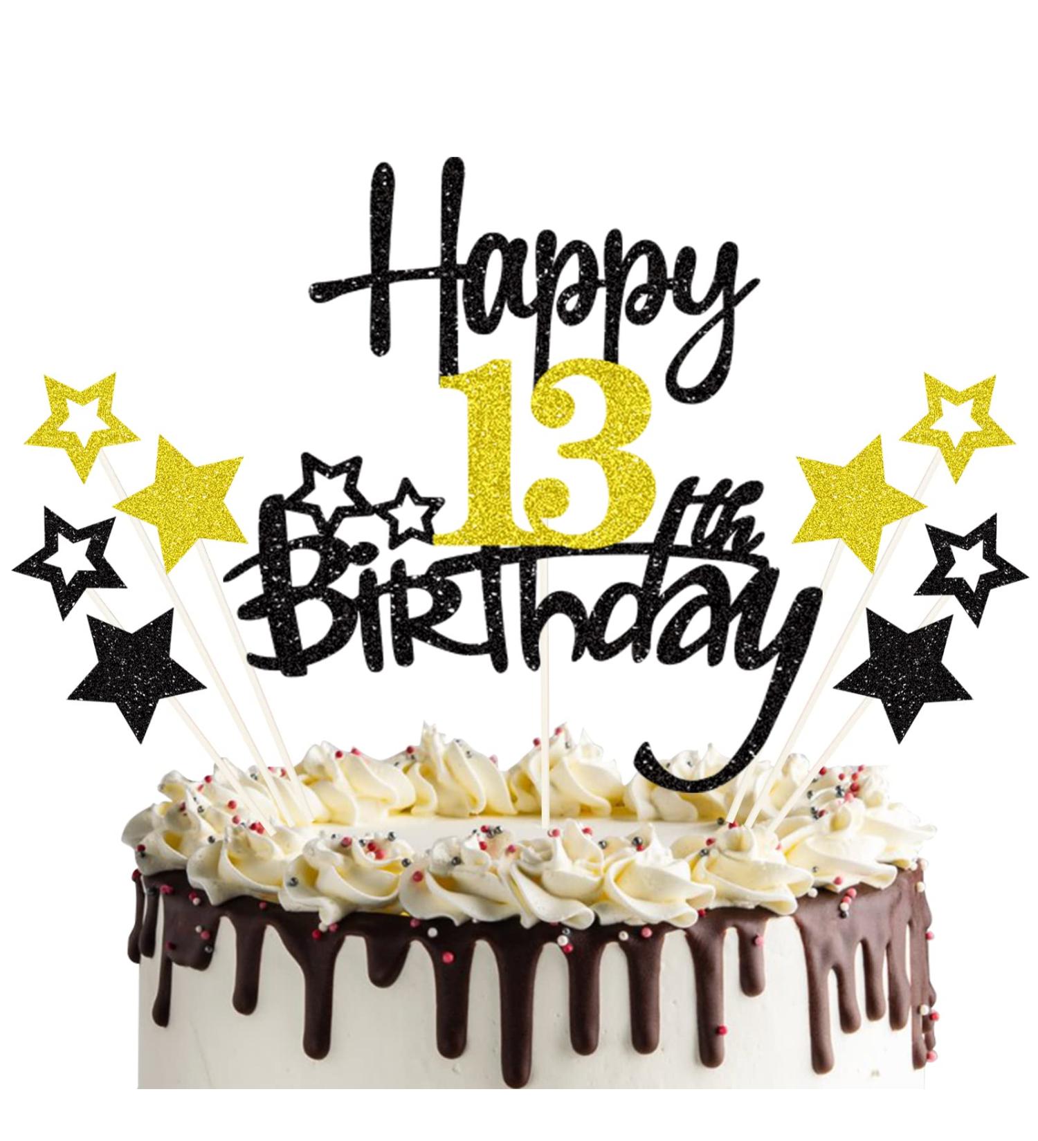 Happy 13th Birthday Cake Topper - Glittery Decoration for Teenagers | 13 Years Cupcake & Cake Decor for Girls Party - Buy Online on GoSupps.com