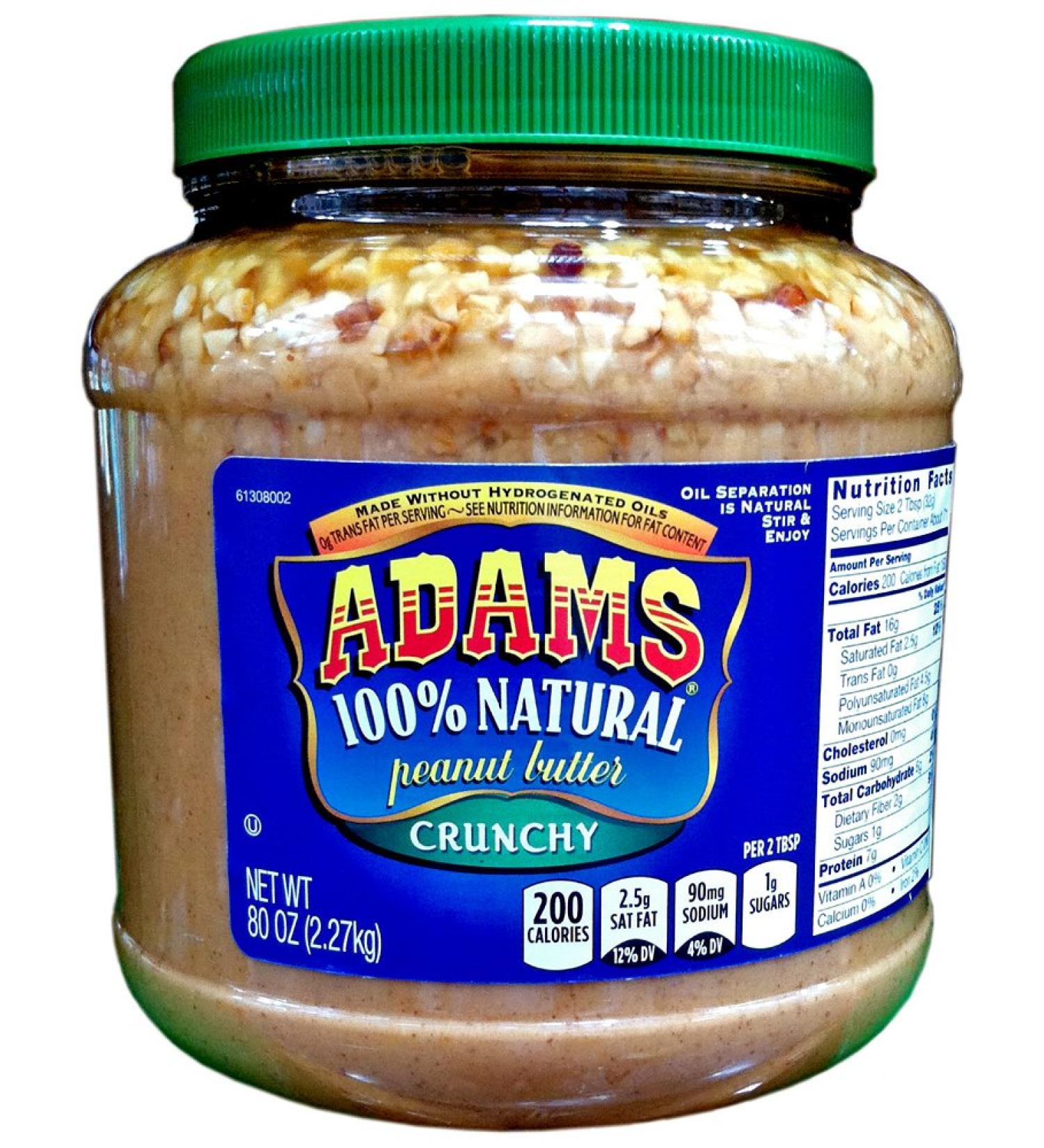Adams 100% Natural Crunchy Peanut Butter 80oz - Premium Single Jar - Buy Online on GoSupps.com