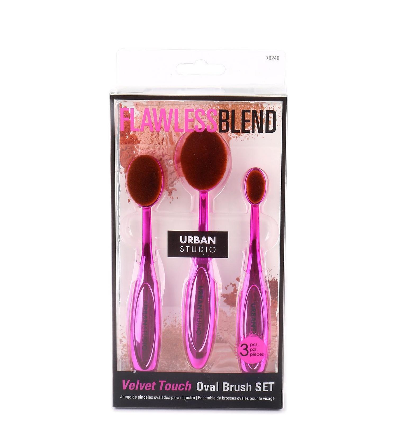 Cala Velvet touch oval hot pink facial brush set
