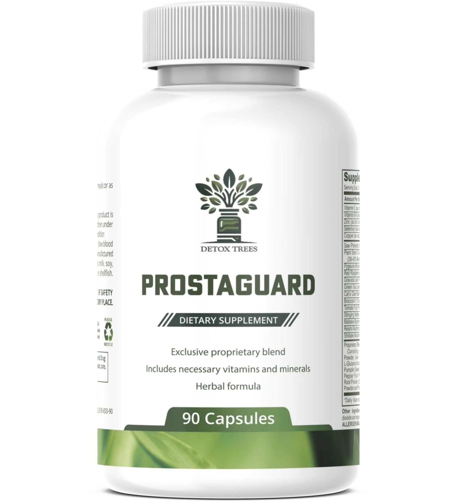Detox Trees ProstaGuard Prostate Supplement - Prostate Supplements for Men with Saw Palmetto Extract Pygeum Africanum Beta Sitosterol and Zinc for Prostate Health & Urinary Tract Health - Buy Online on GoSupps.com