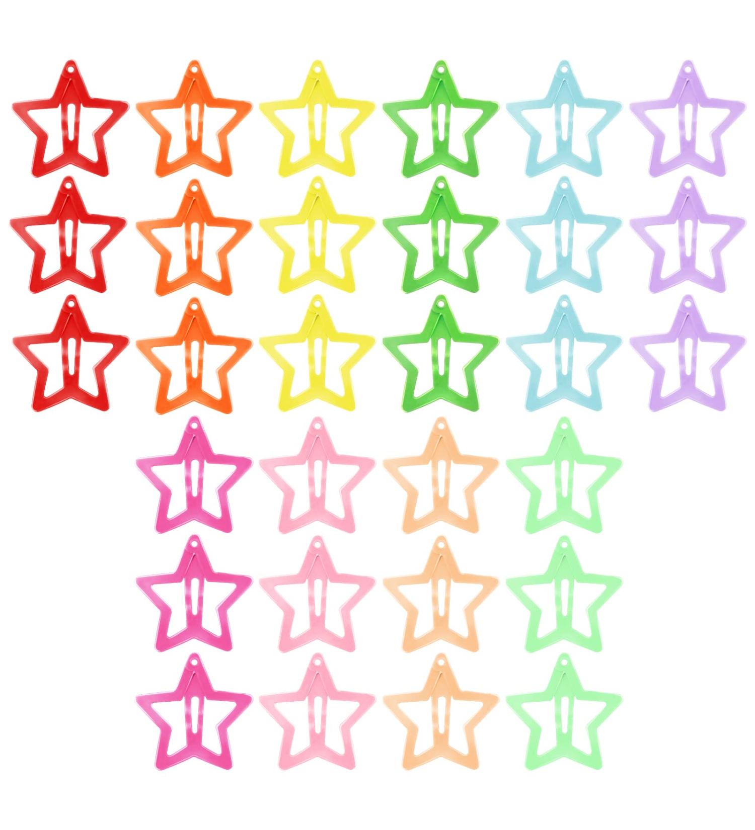30 Colorful Star Hair Clips for Girls | Cute Glitter Hair Jewelry | Small Metal Hair Accessories - Buy Online on GoSupps.com