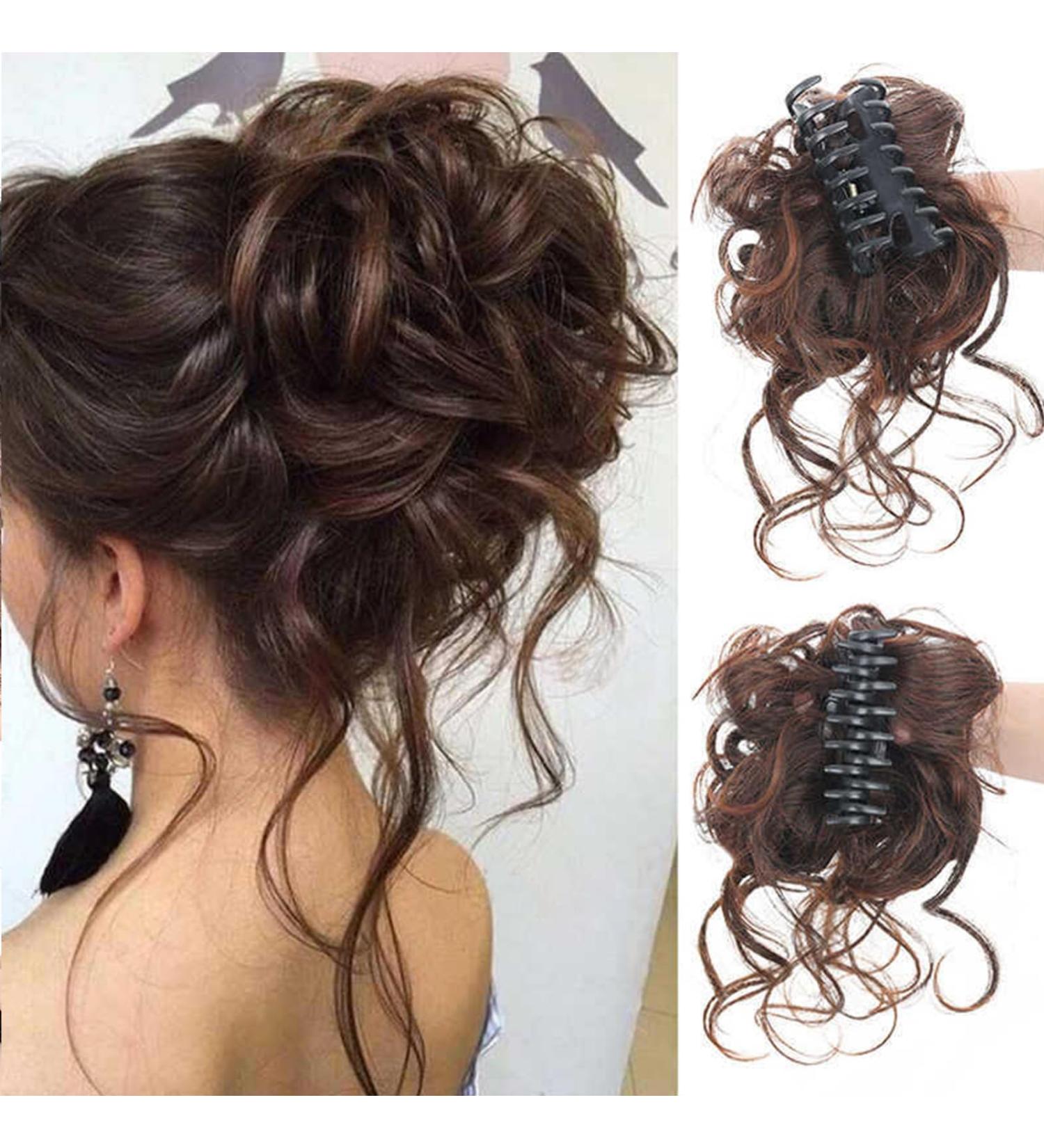 Long beard ball head wig bun grab clip Fluffy natural scrunchie bridal cocktail hairpin Messy Hair Bun Extensions Curly Wavy Hair Scrunchies Messy Bun Hairpiece (Light brown with darker shades) - Buy Online on GoSupps.com