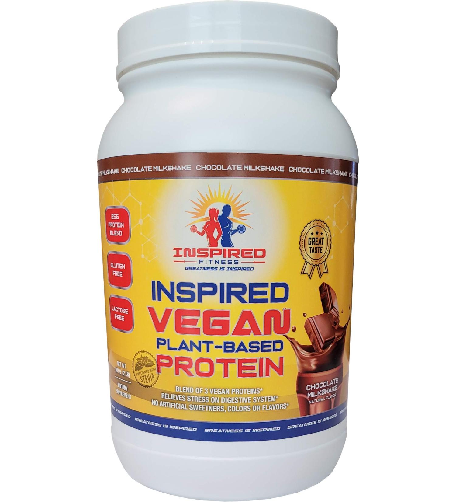 Shop Inspired Vegan Chocolate Plant-Based Protein 24g Protein Per Serving 2lb - Healthy & Delicious - Buy Online on GoSupps.com