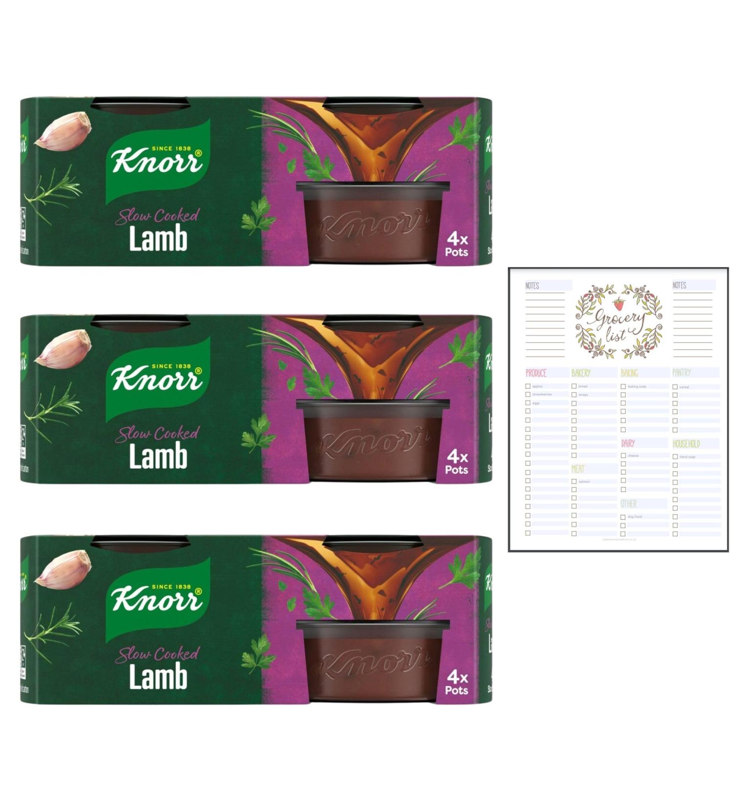 Gluten Free Stock Pot Bundle which Contains Knorr Lamb Stock Pot 4 x 28g - Pack of 3 including Grocery List Card - Buy Online on GoSupps.com