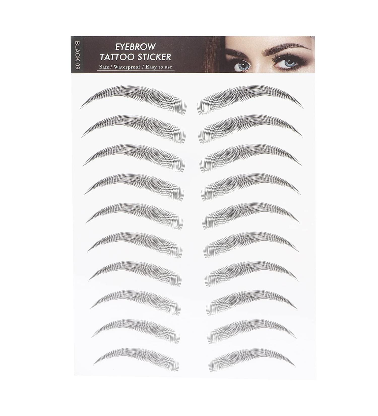 6D Waterproof Eyebrow Stickers - Professional Eyebrow Makeup Tool for Women & Girls - Long-lasting Black Transfer Stickers (BLACK-09 - Buy Online on GoSupps.com