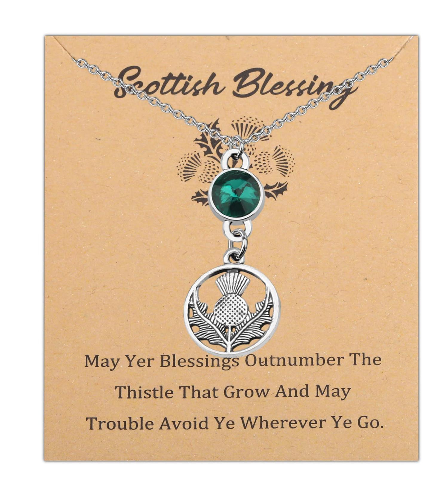 WSNANG Scottish Thistle Necklace - Elegant Thistle Pendant for Women | Scottish Blessing Jewelry in Silver - Buy Online on GoSupps.com