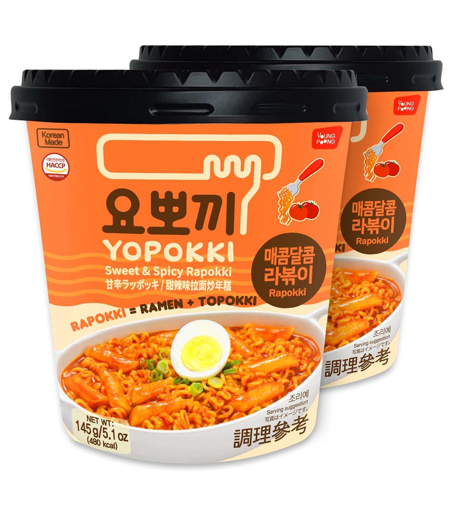 Yopokki Sweet & Mild Spicy Rabokki Cup - Korean Snack (2 Cups) - Buy Online on GoSupps.com