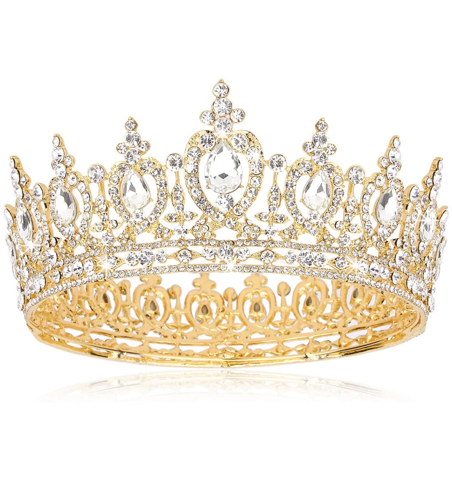 ATODEN Gold Crystal Crown Tiara for Women - Wedding, Birthday, Prom, Bridal Hair Accessories - Buy Online on GoSupps.com