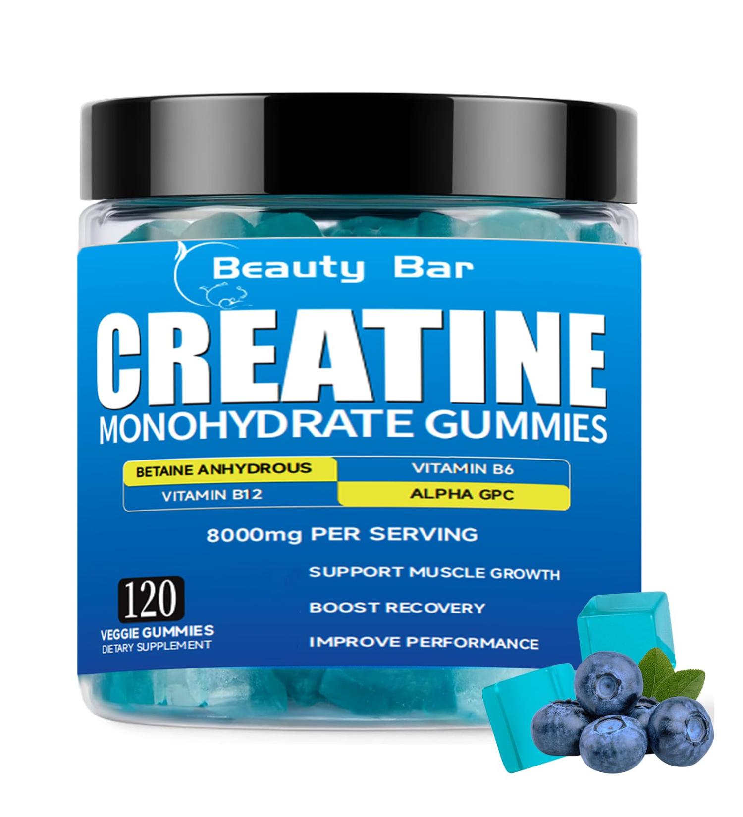 Aavlarla Creatine Monohydrate Gummies for Men & Women 8000mg Chewable Creatine for Muscle Support & Energy Boost Per Serving Sugar Free Vegan Pre Workout Gummies 120 Count Blueberry Flavor - Buy Online on GoSupps.com