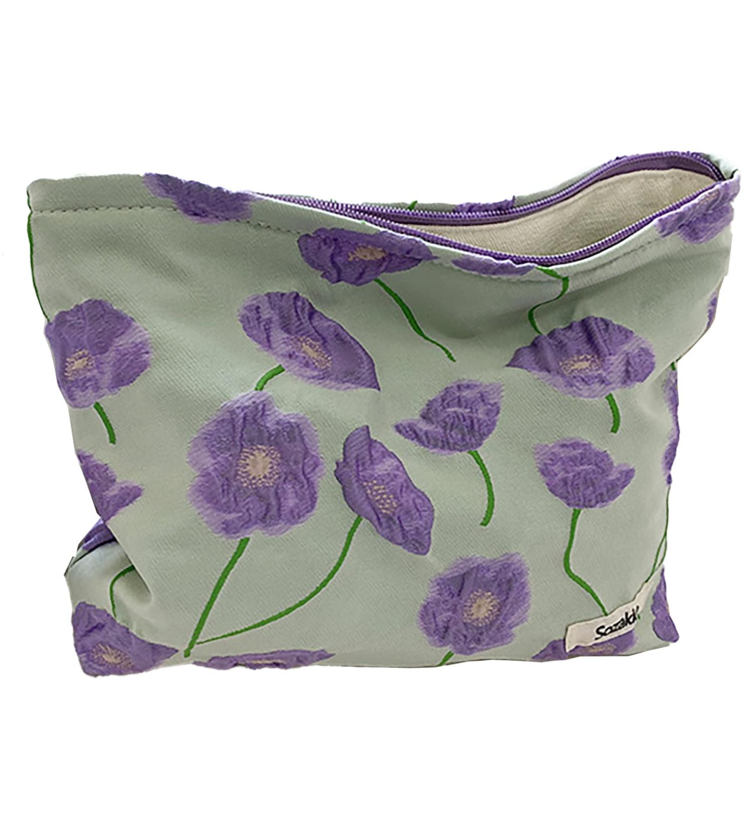 Large Capacity Cosmetic Pouch with Zipper - Purple Flower Makeup Bag for Women and Men | Portable Travel Toiletry Organizer and Pencil Case - Buy Online on GoSupps.com