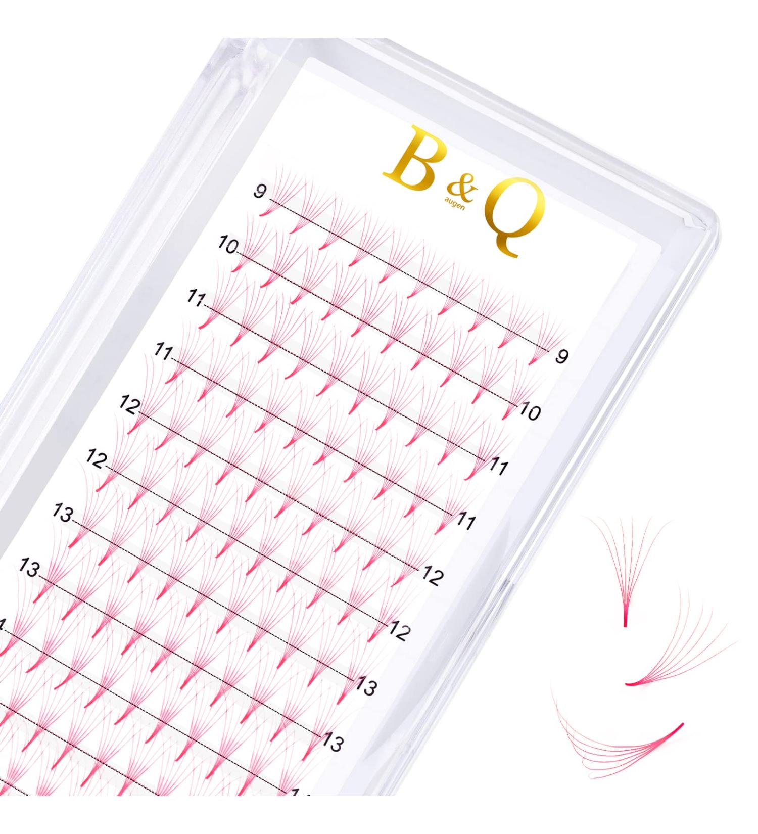 Pink 6D 0.07 Pre Made Fans Eyelash Extensions 9-16mm - B&Q Colorful Volume Lash Fans - Buy Online on GoSupps.com