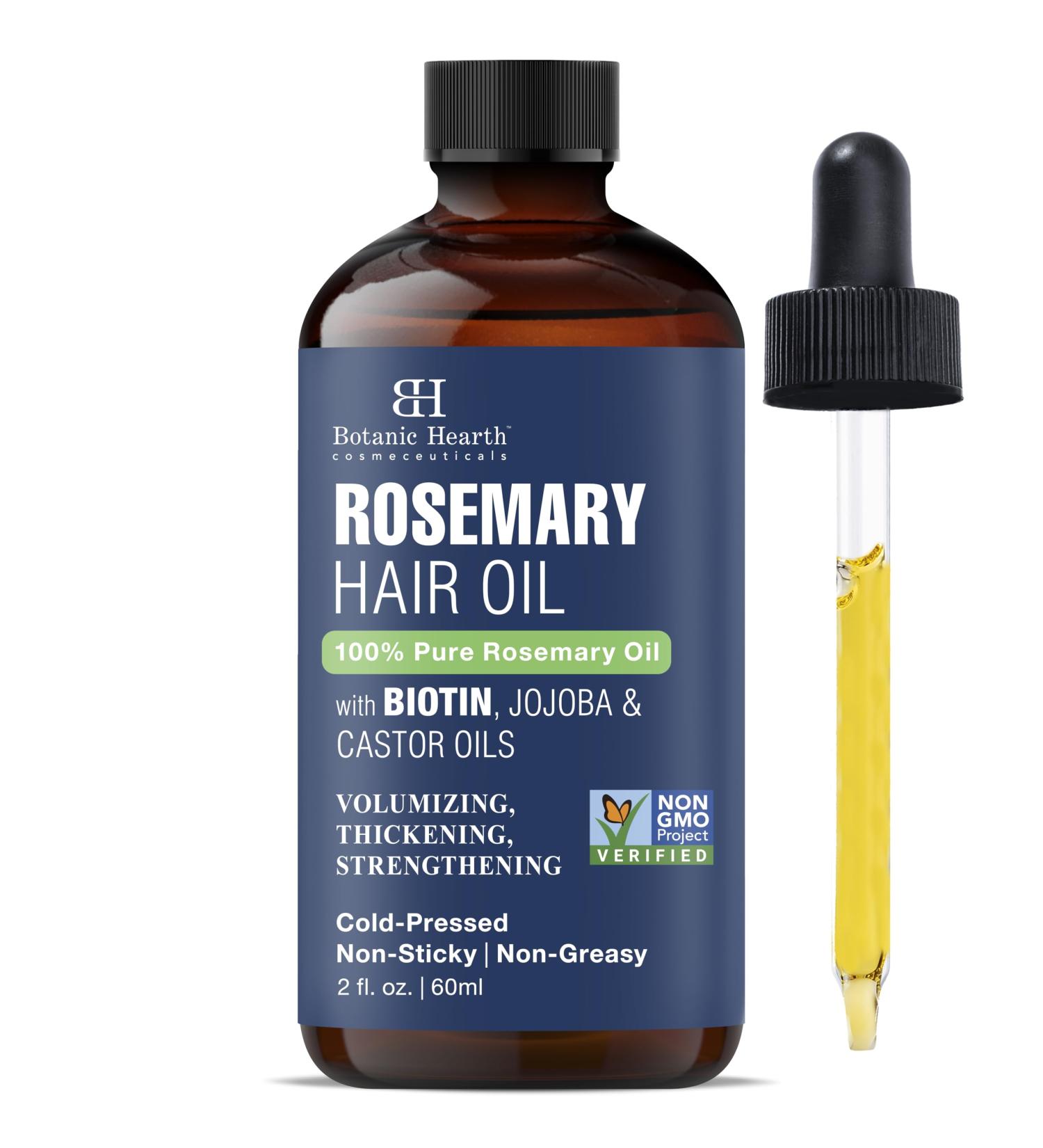 Buy Botanic Hearth 100% Pure Rosemary Oil for Hair Growth | Biotin Infused Hair Treatment | Nourishing & Volumizing with Jojoba & Castor Oil | Non-GMO - 2 fl oz - Buy Online on GoSupps.com