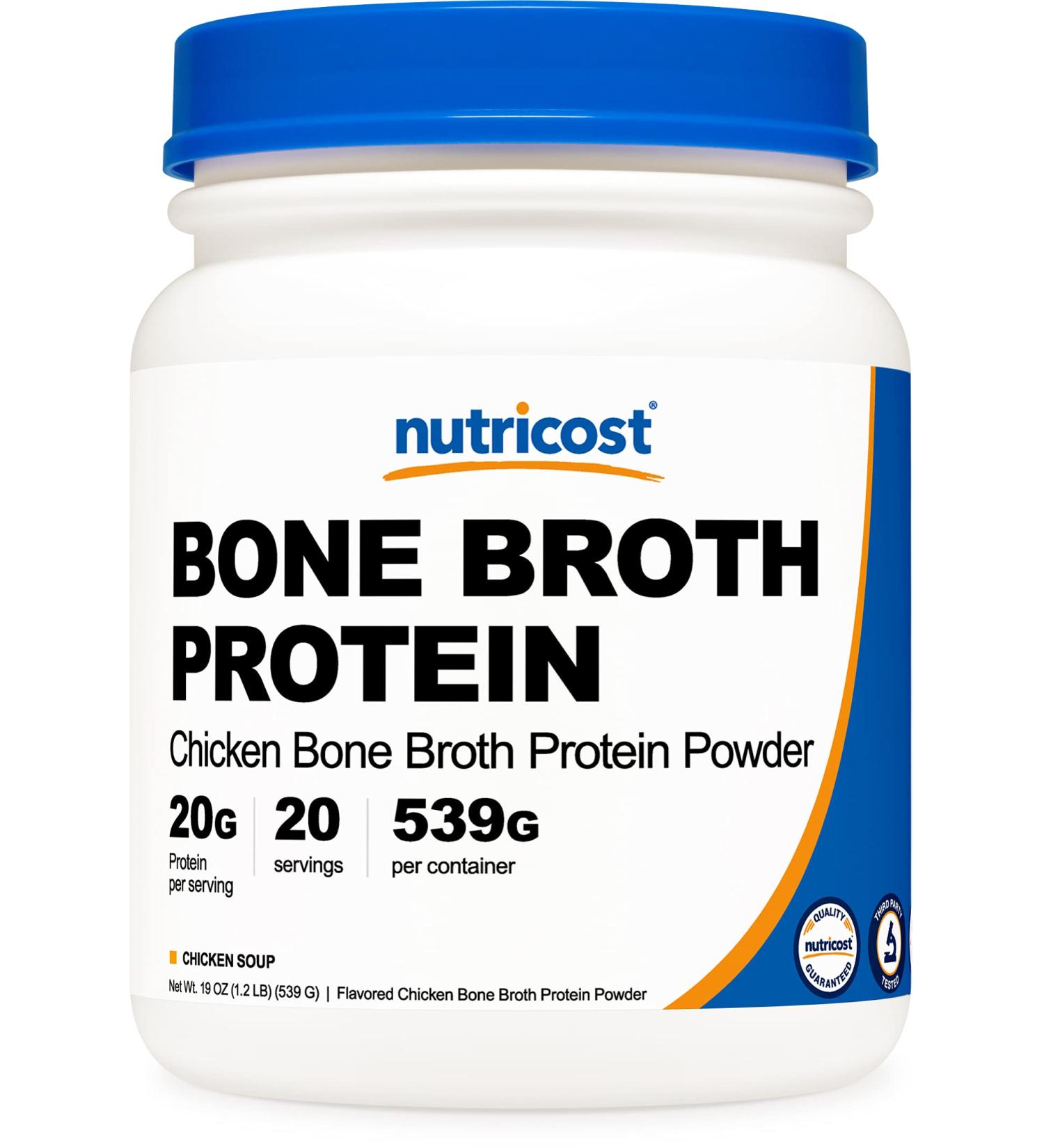 Nutricost Chicken Bone Broth Protein Powder (20 Servings) - Chicken Soup Flavor | Gluten Free & Non-GMO - Buy Online on GoSupps.com