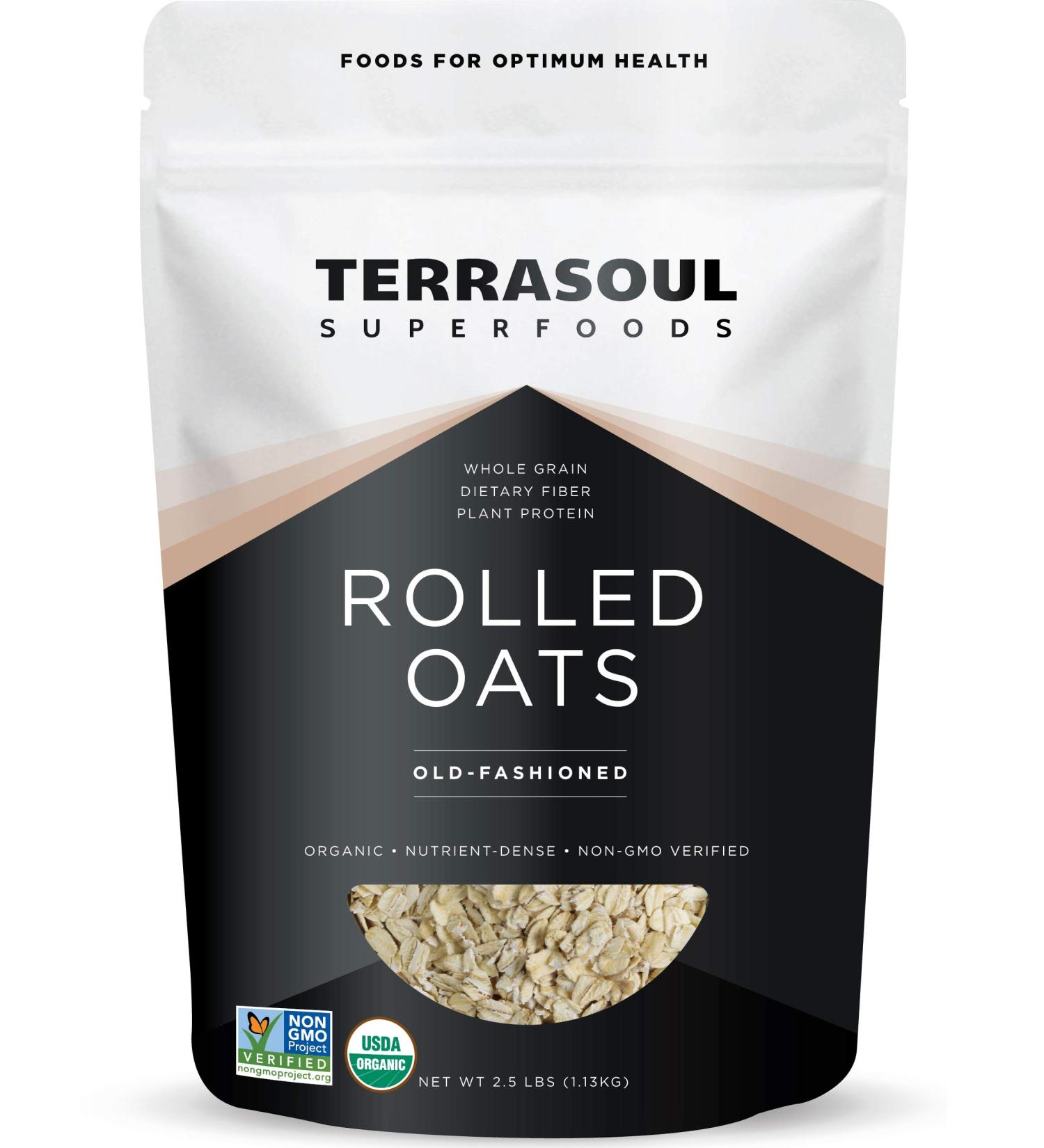 Terrasoul Superfoods Organic Rolled Oats 2.5 lbs - Gluten-Free Old-Fashioned Whole Grain - Buy Online on GoSupps.com