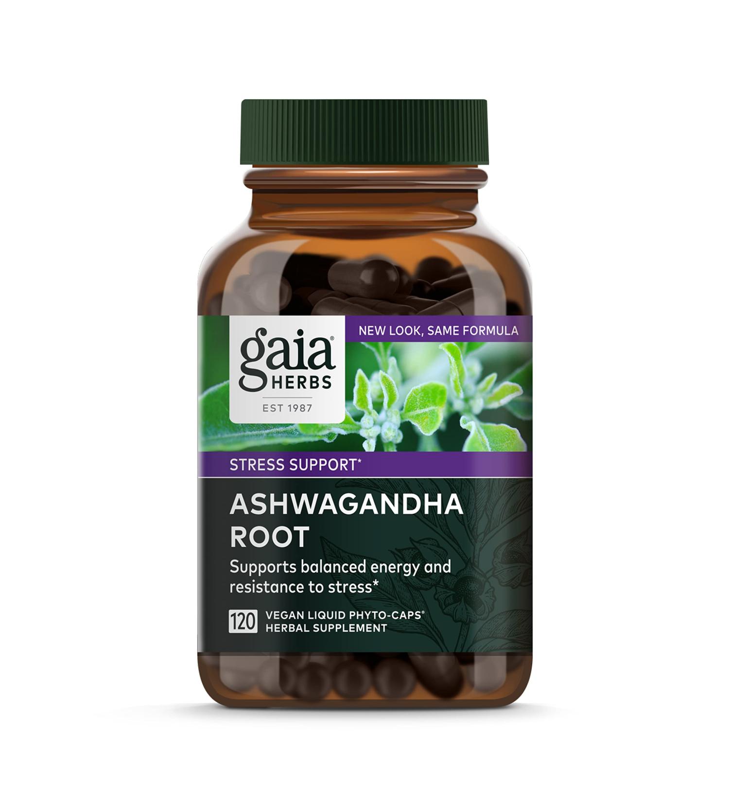Gaia Herbs Ashwagandha Root 120 Vegan Liquid Phyto-Caps - Stress Relief & Vitality - Buy Online on GoSupps.com